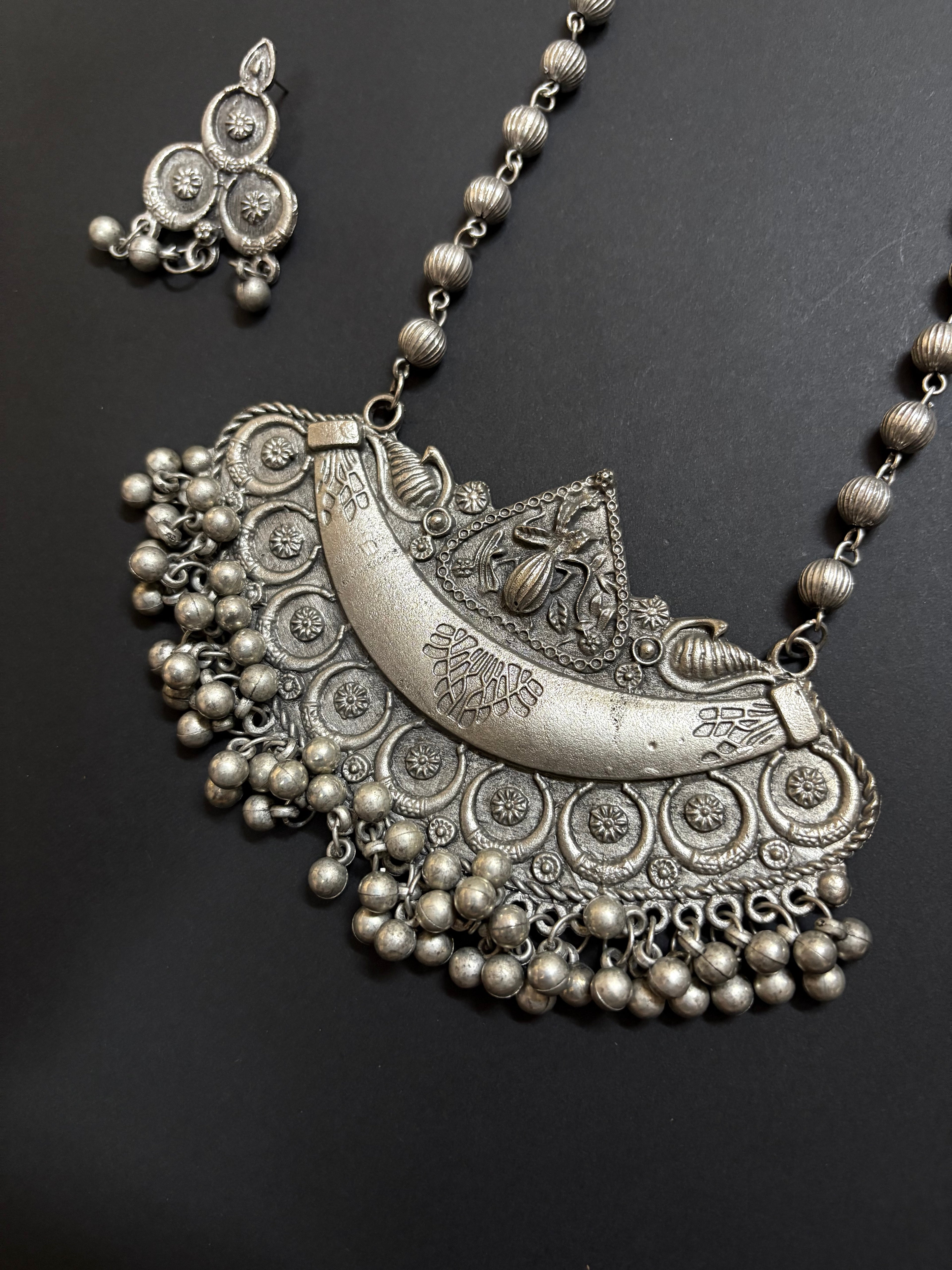 Mystic Tribal Pendant Necklace with Earrings