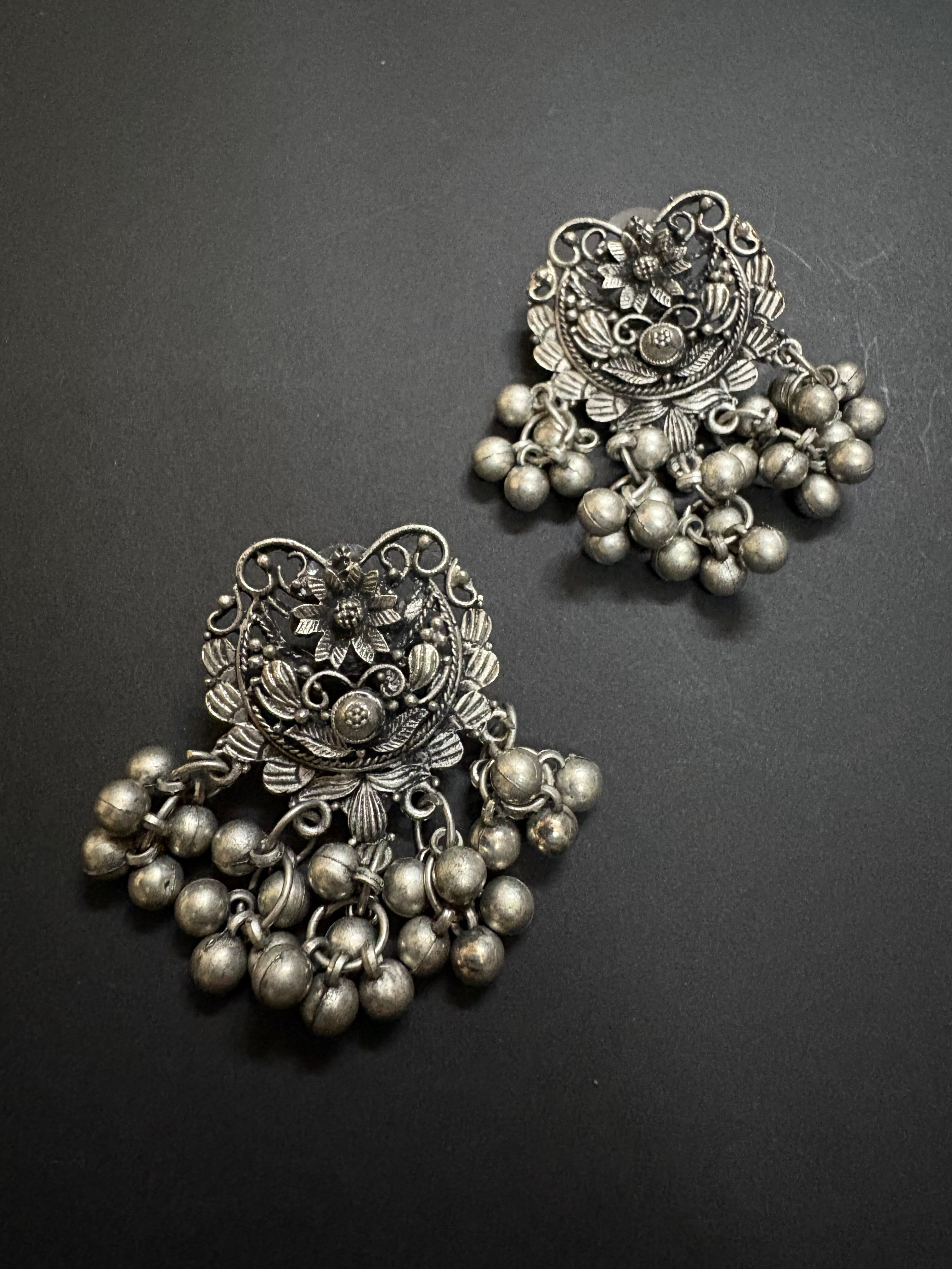 Floral Ghungroo Choker Necklace Set with Earrings