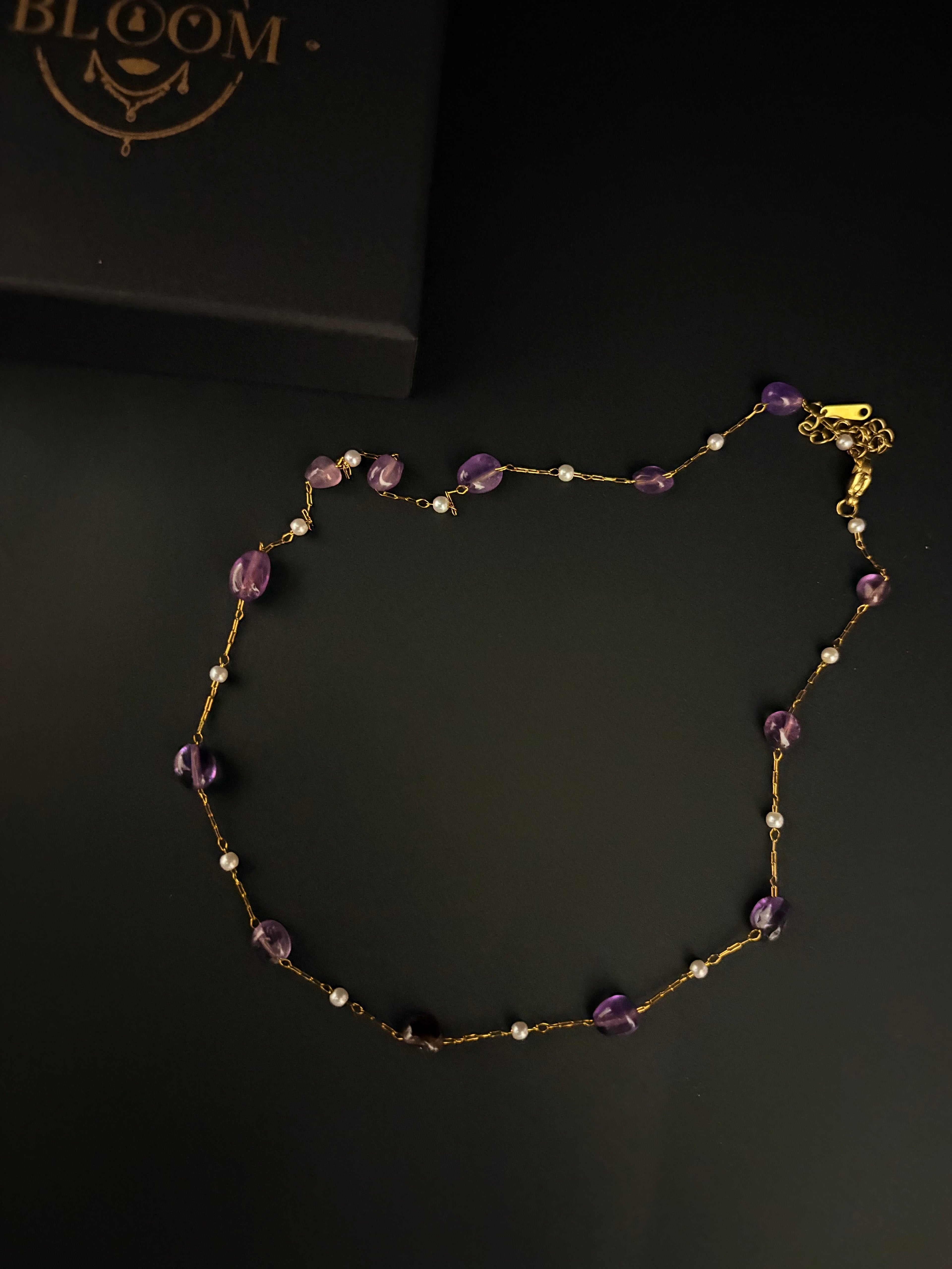 Amethyst Pearl Chain Necklace