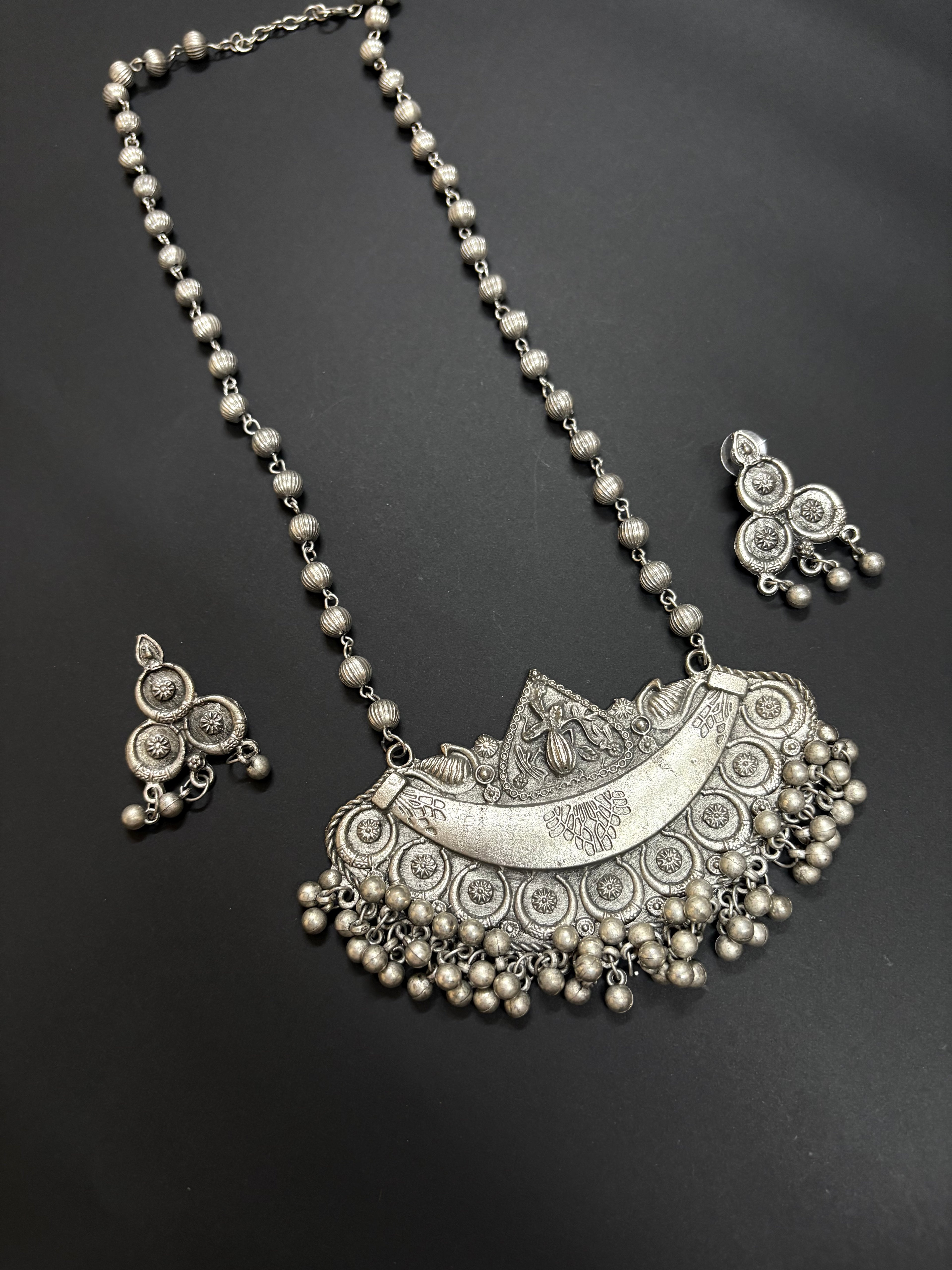 Mystic Tribal Pendant Necklace with Earrings