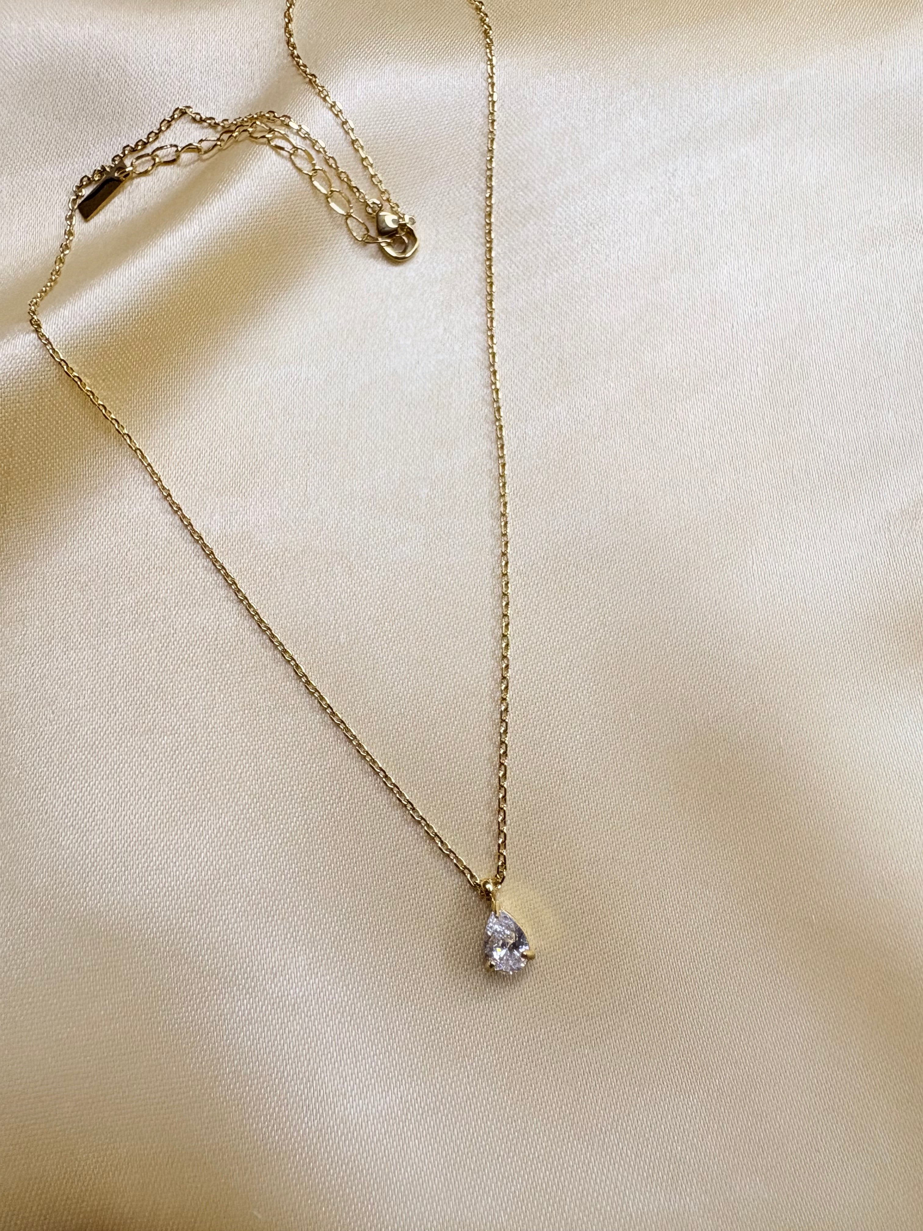 Classic Single Diamond Pendant Necklace
