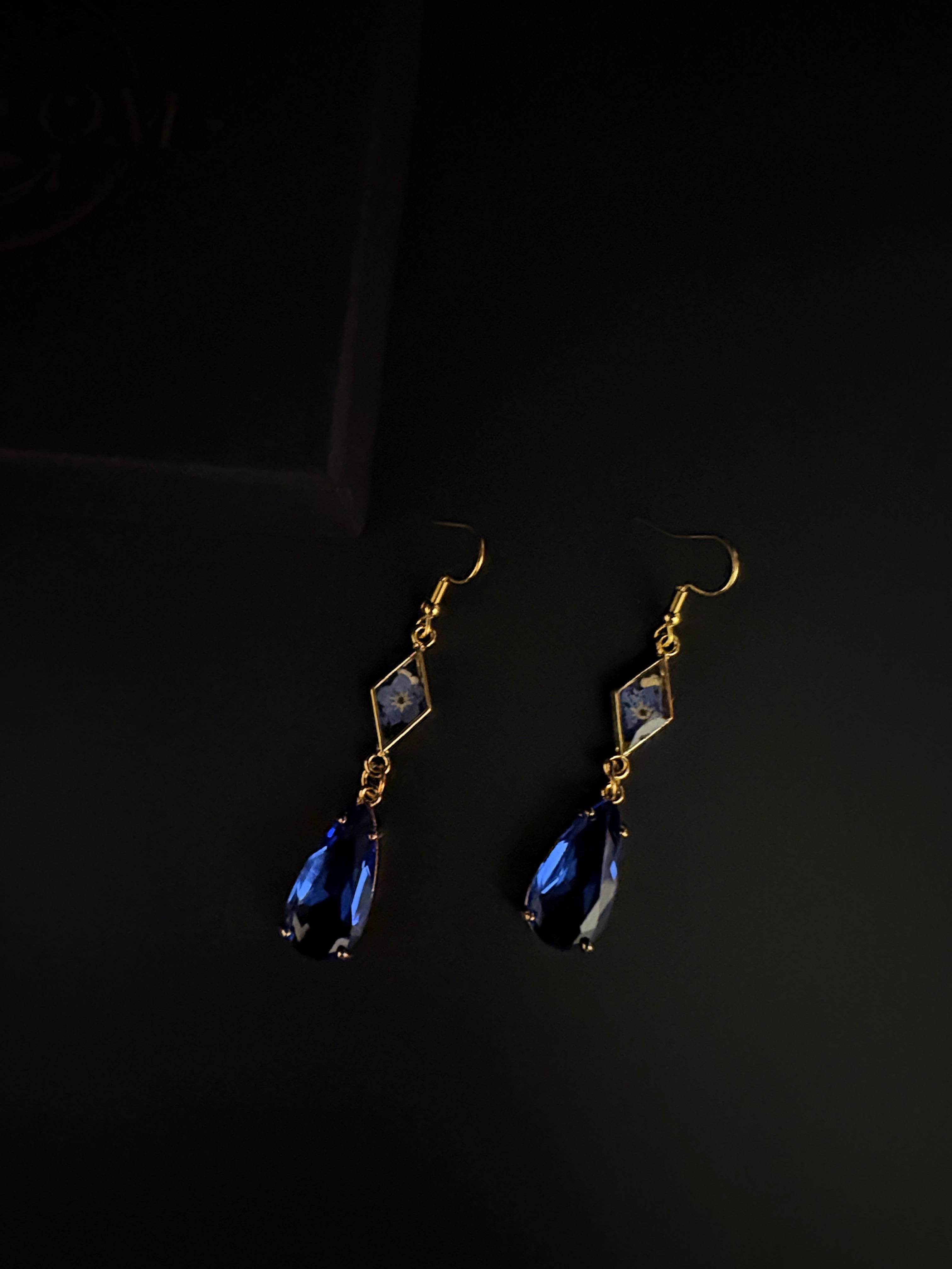 Ocean Night Gold Earrings