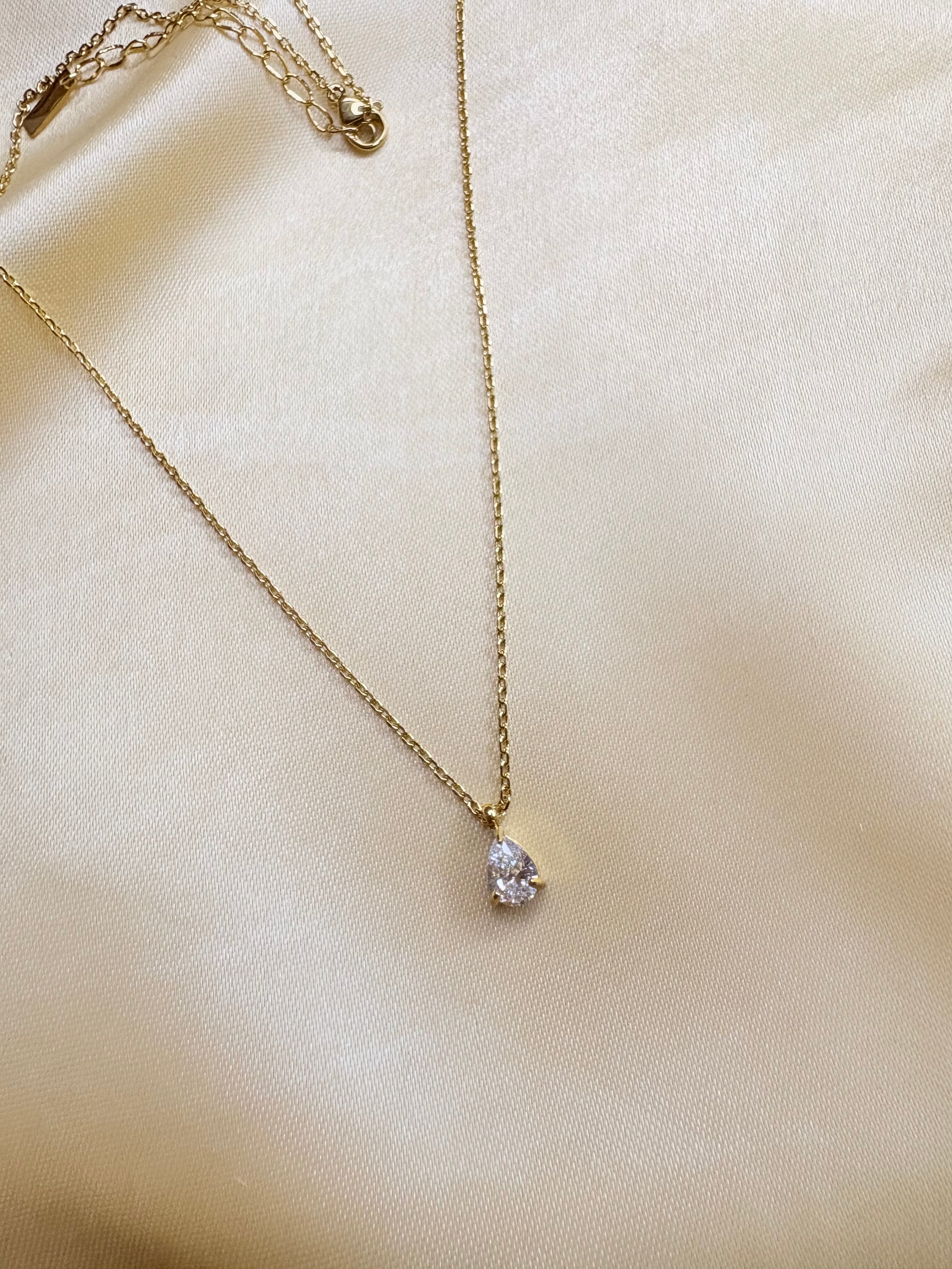 Classic Single Diamond Pendant Necklace