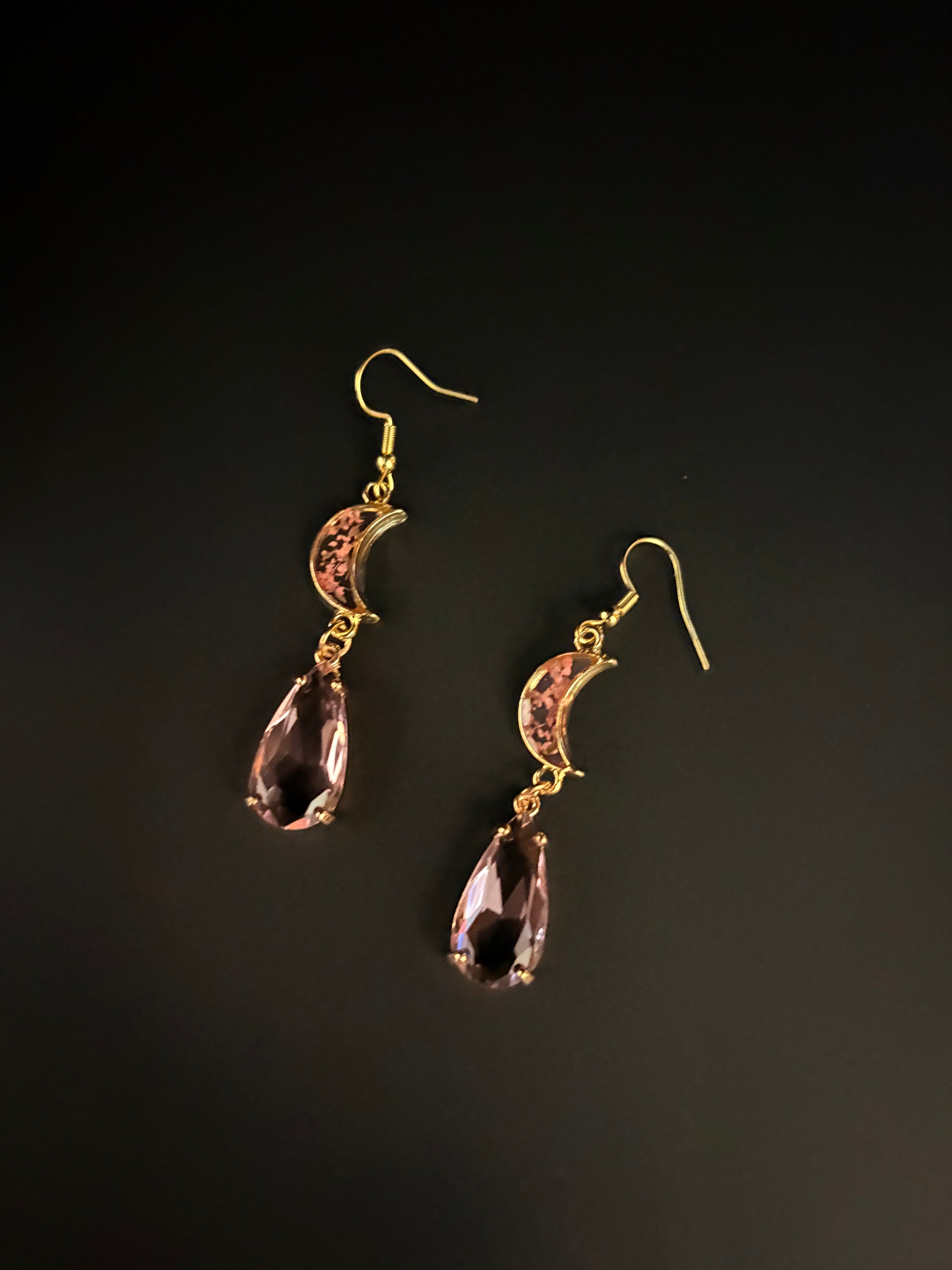 Blush Crescent Gold Earrings