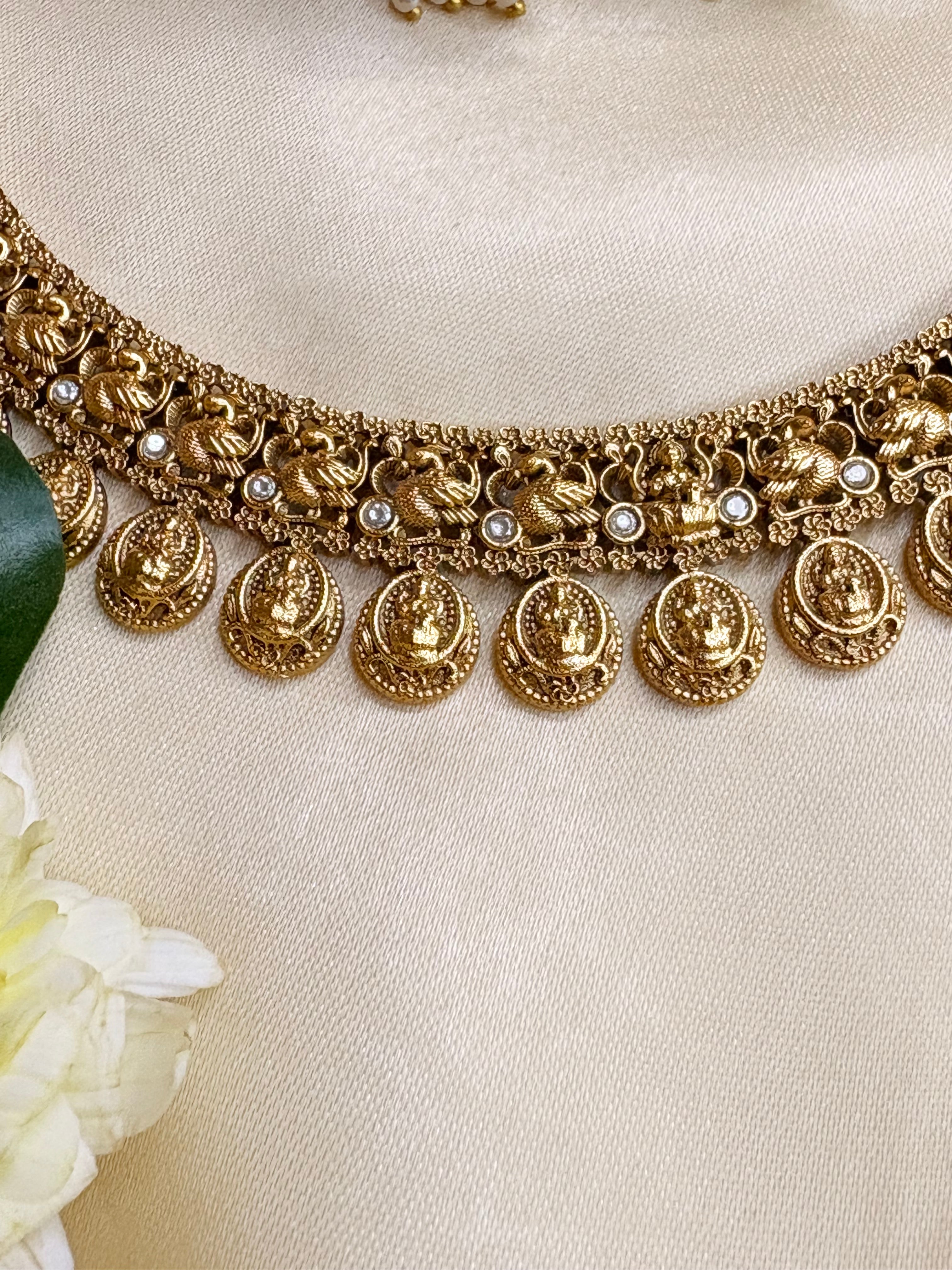 Traditional Lakshmi Coin Gold-Plated Temple Necklace