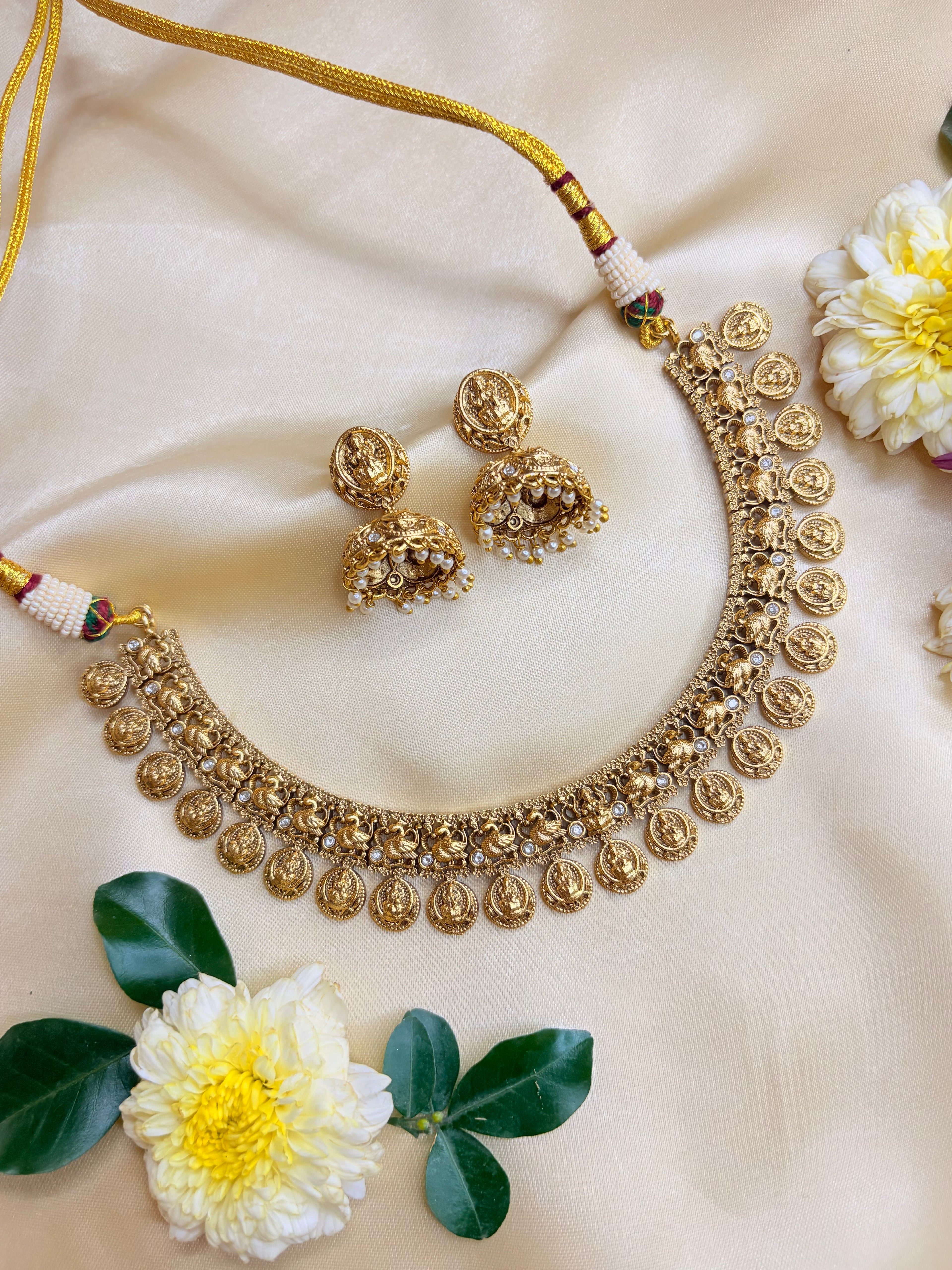 Traditional Lakshmi Coin Gold-Plated Temple Necklace