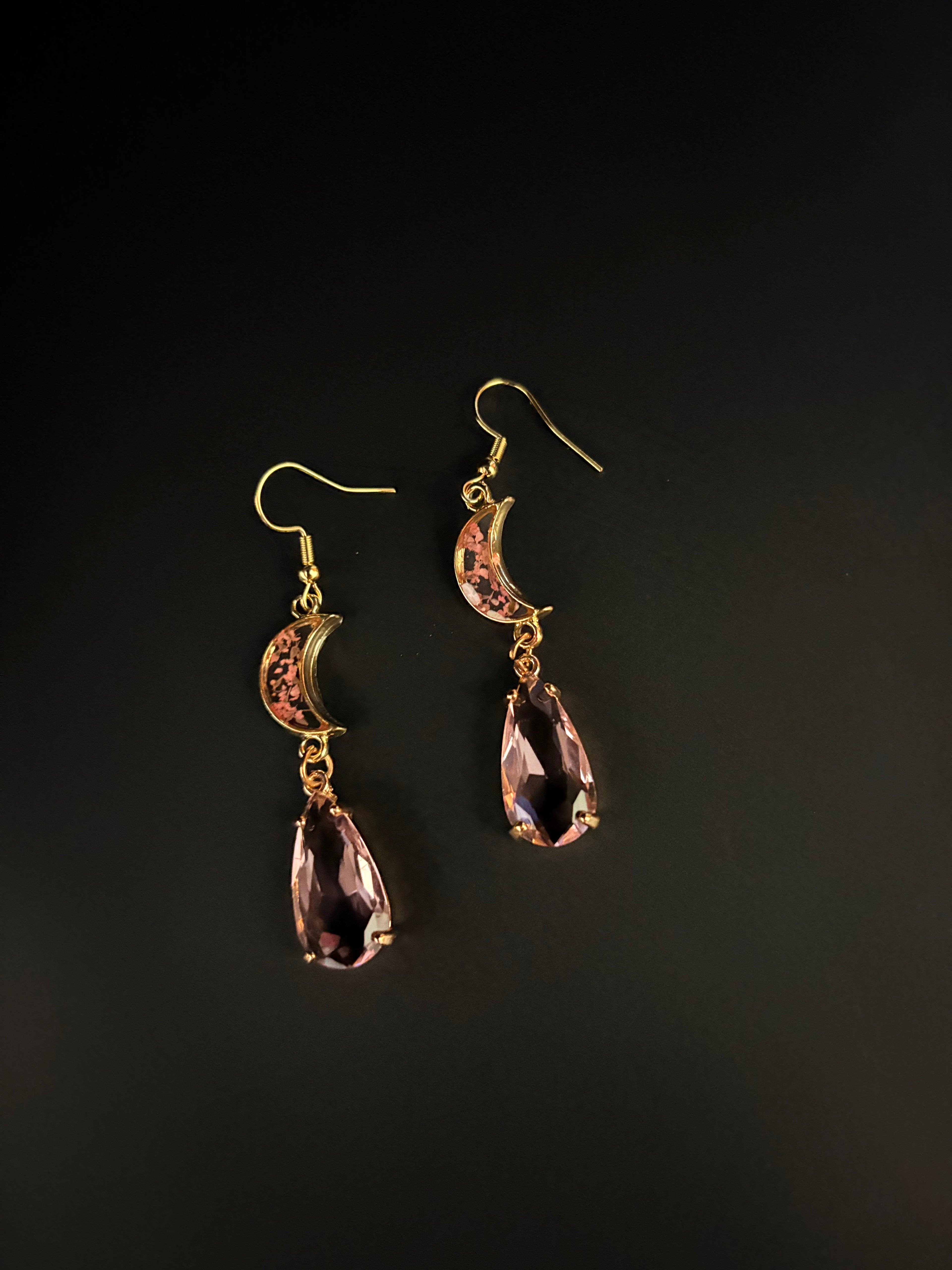 Blush Crescent Gold Earrings