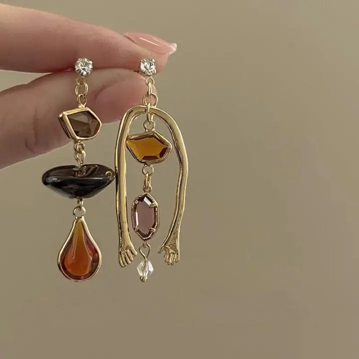 Golden Gem Drip Earrings - Bloom