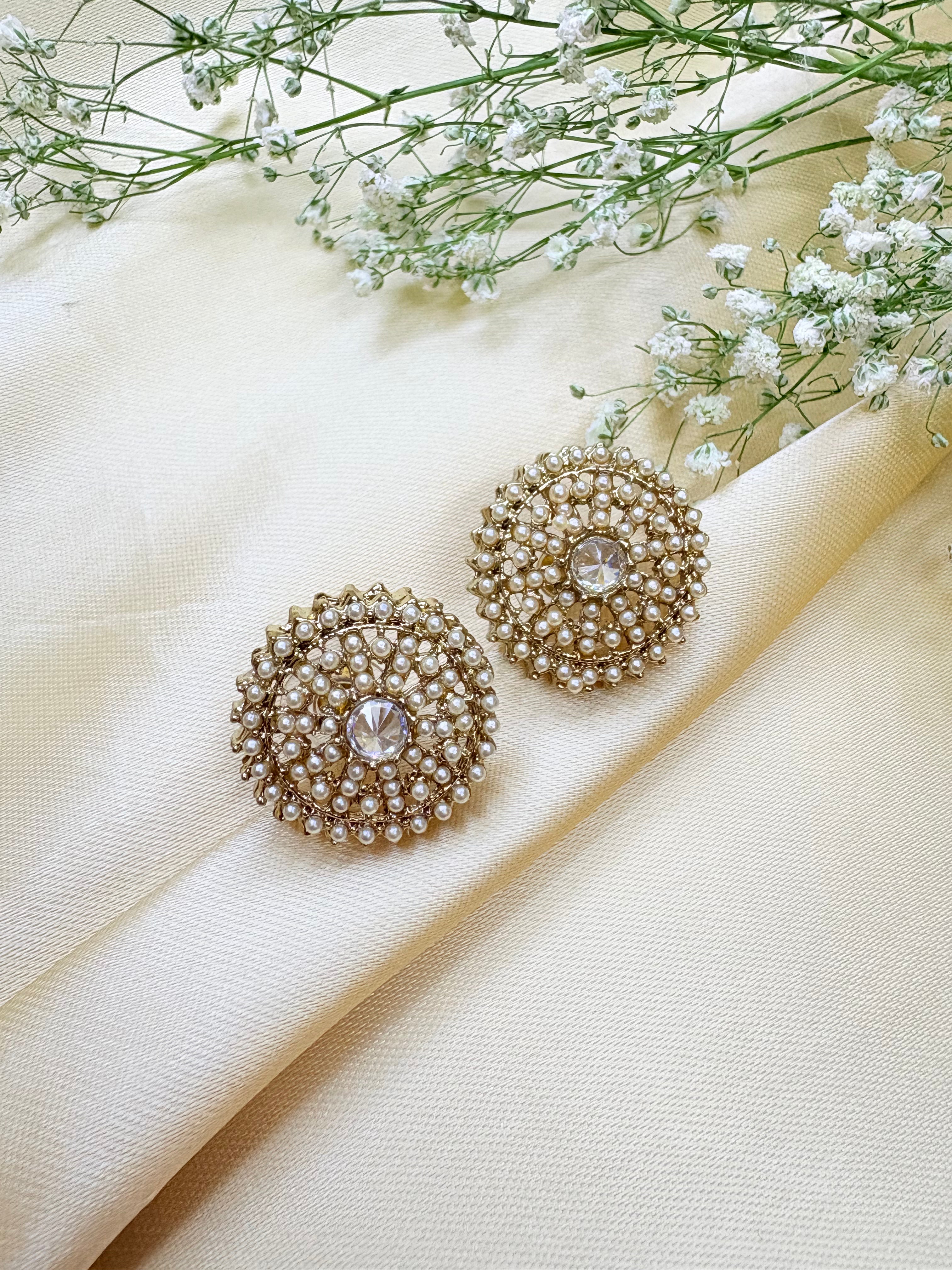 Gold Plated Pearl Stud Earrings