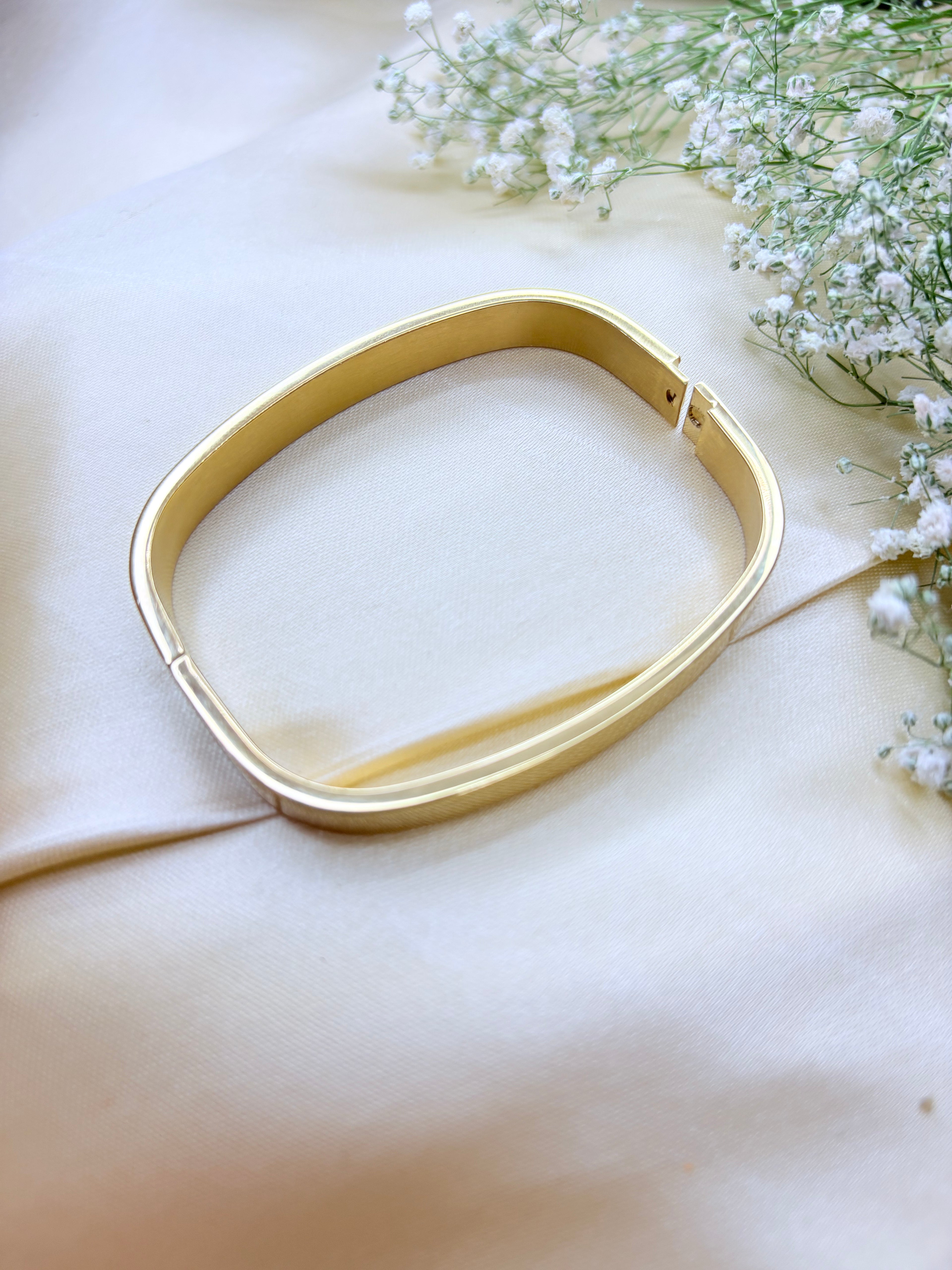 Gold Rectangular Bangle Bracelet