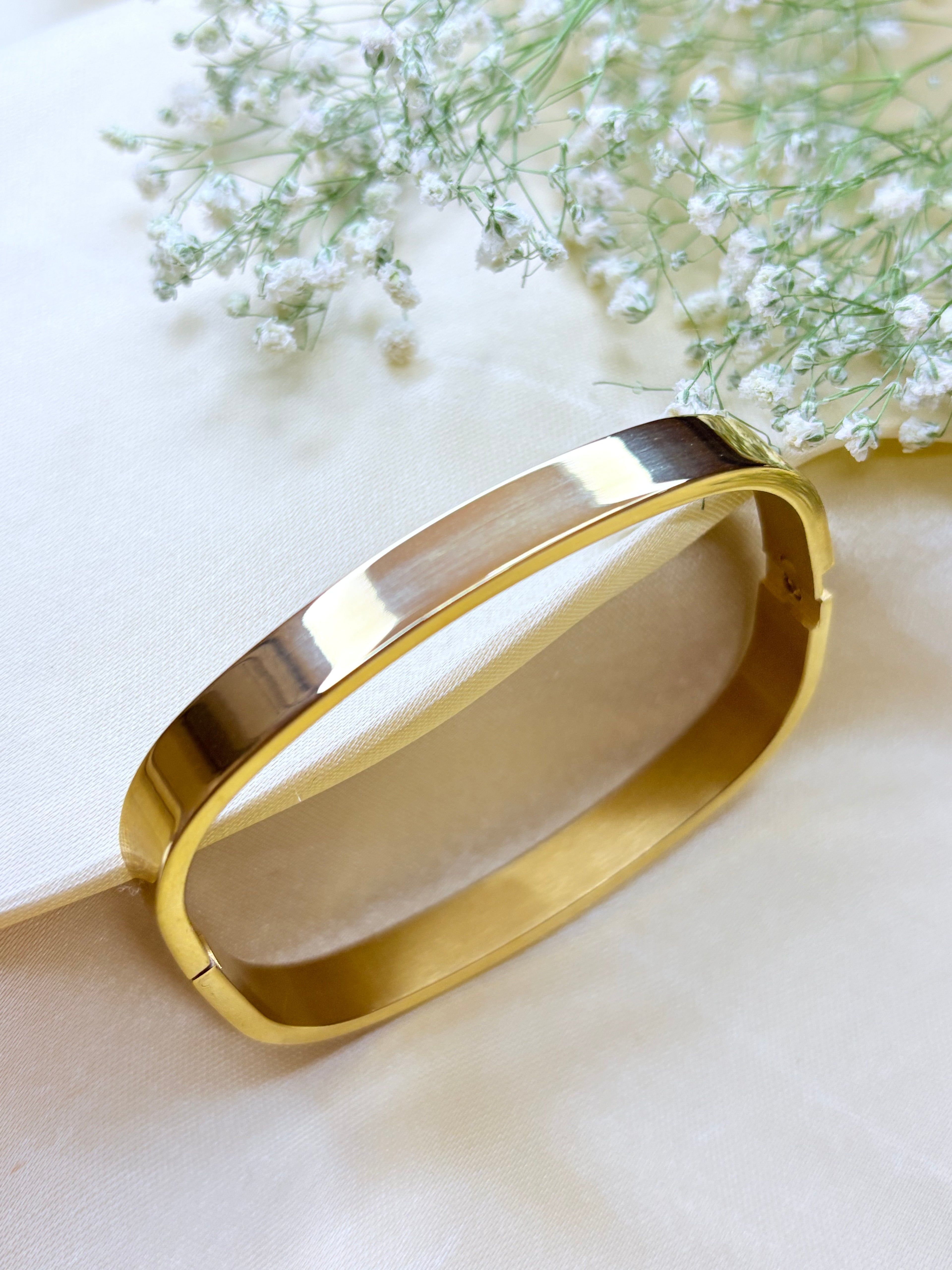 Gold Rectangular Bangle Bracelet