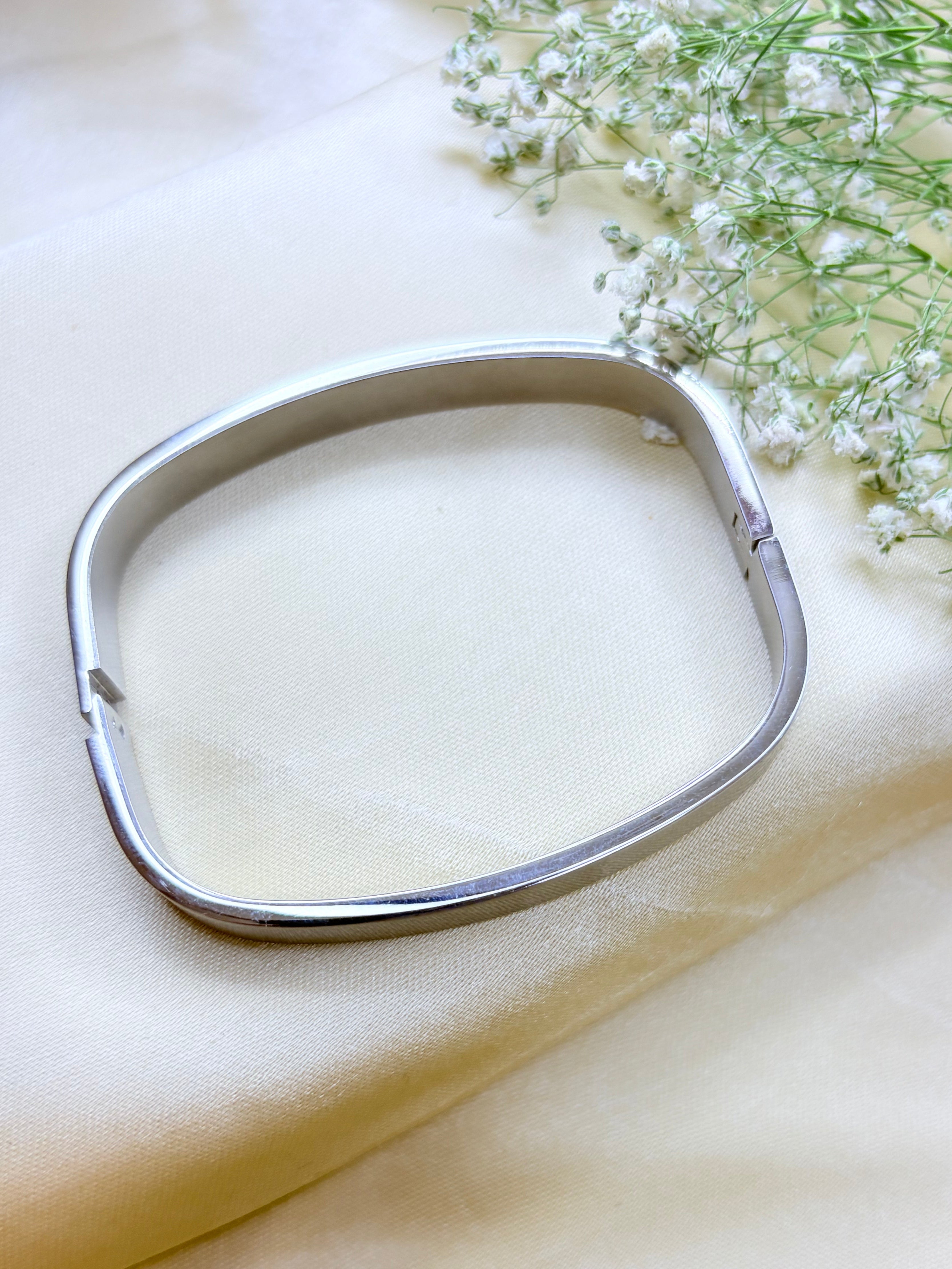 Silver Rectangular Bangle Bracelet