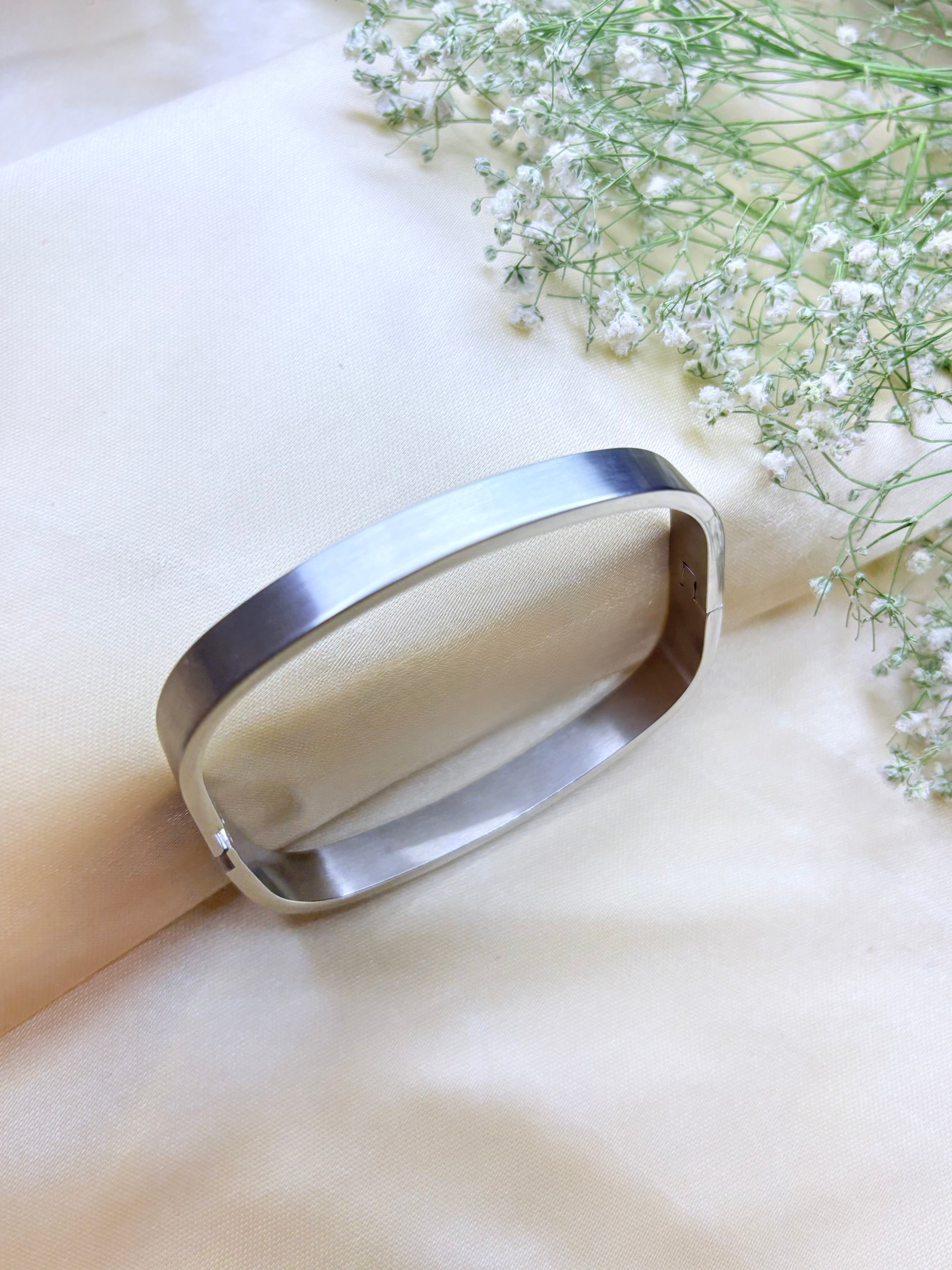 Silver Rectangular Bangle Bracelet