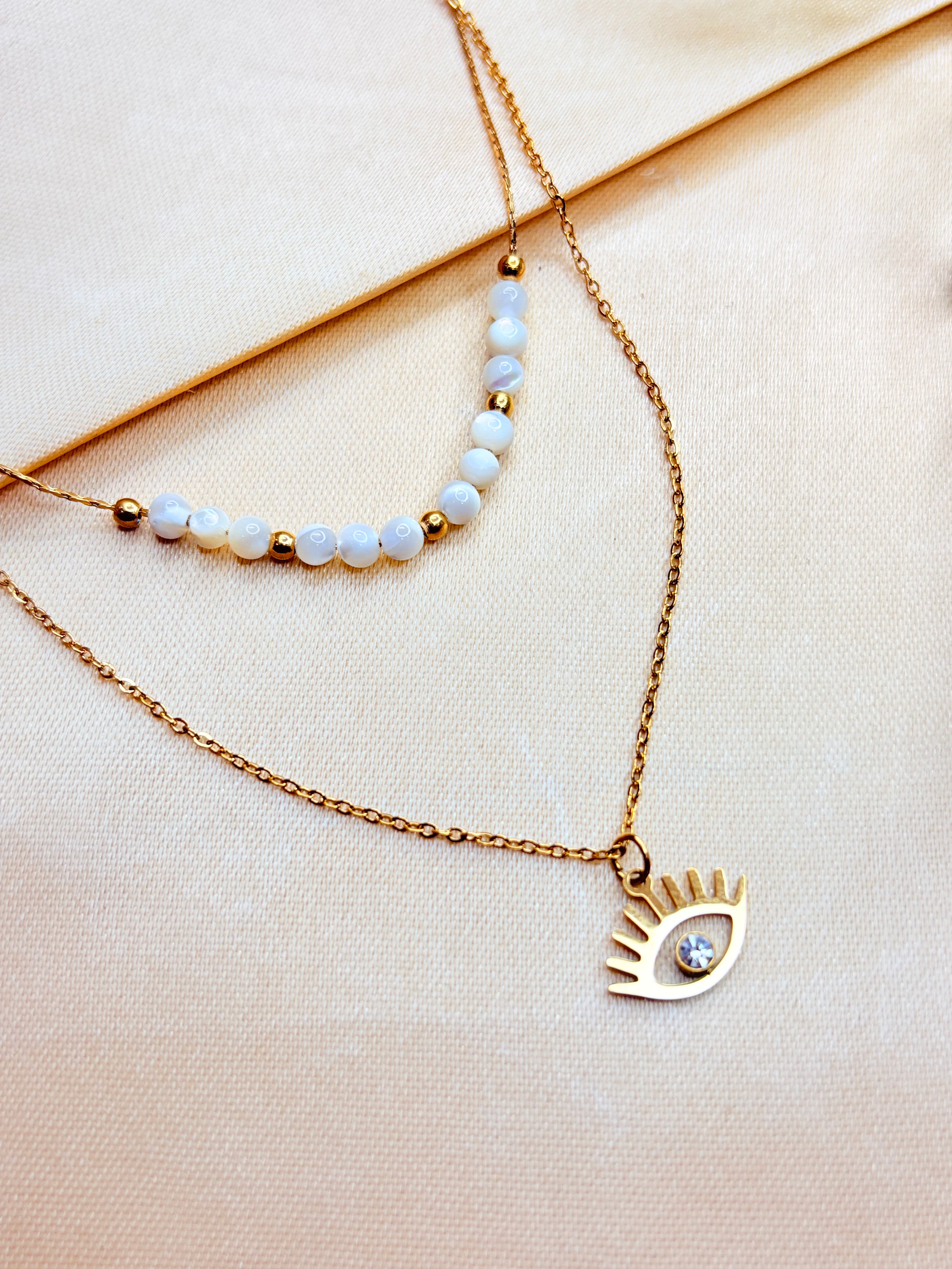 Evil Eye Layered Bead Necklace