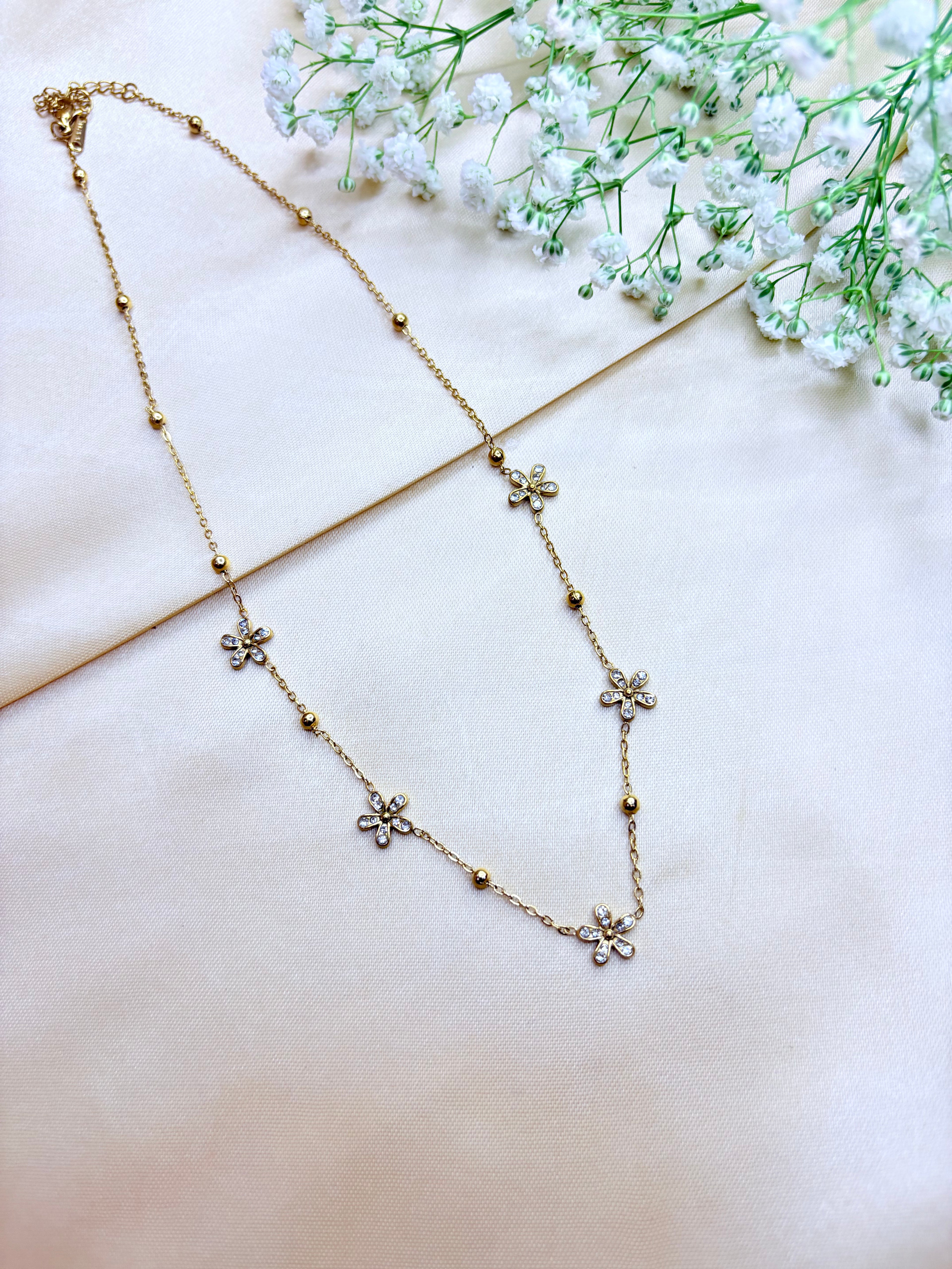 Golden Aura Floral Necklace