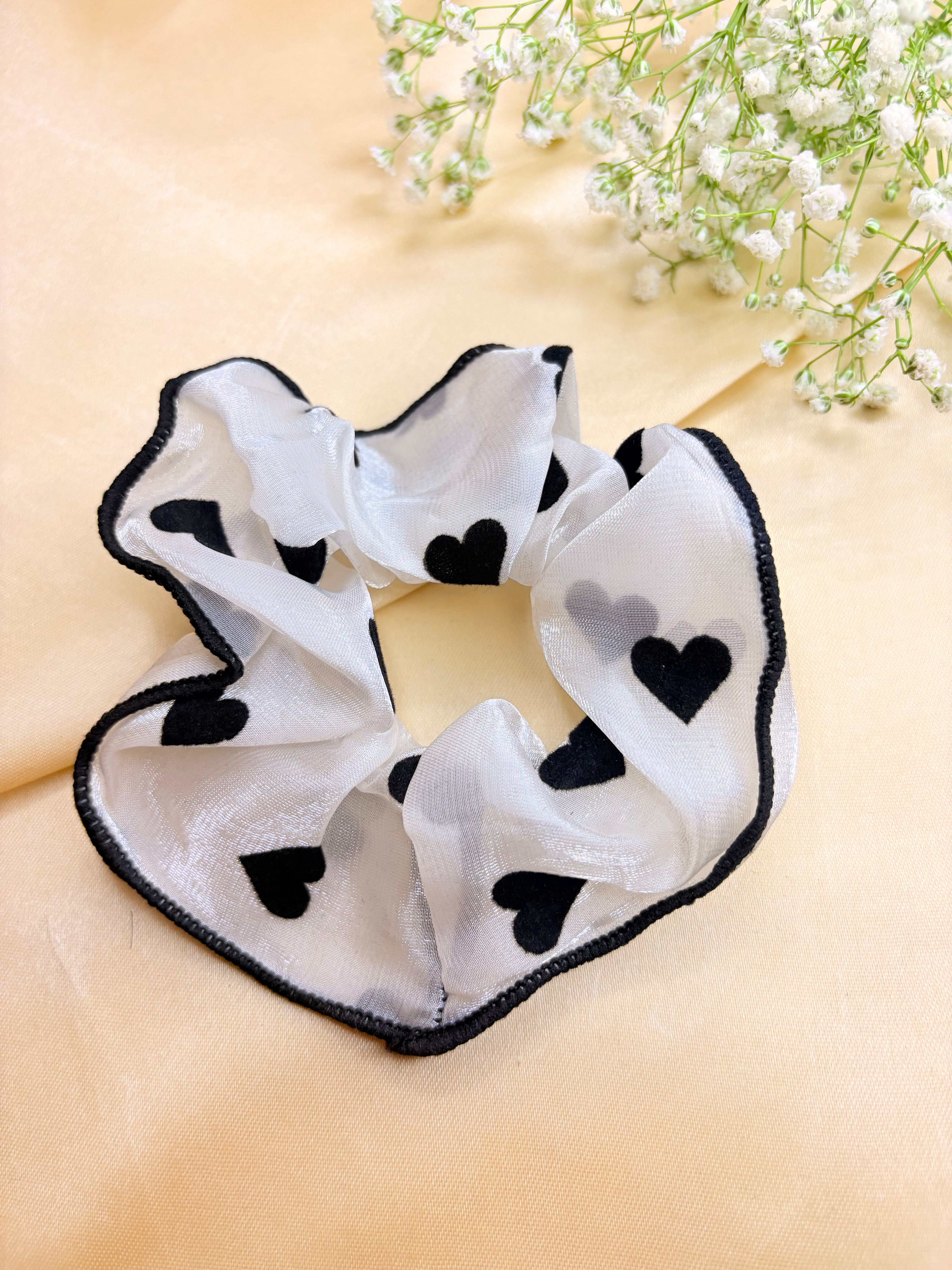 Nylon White Scrunchies