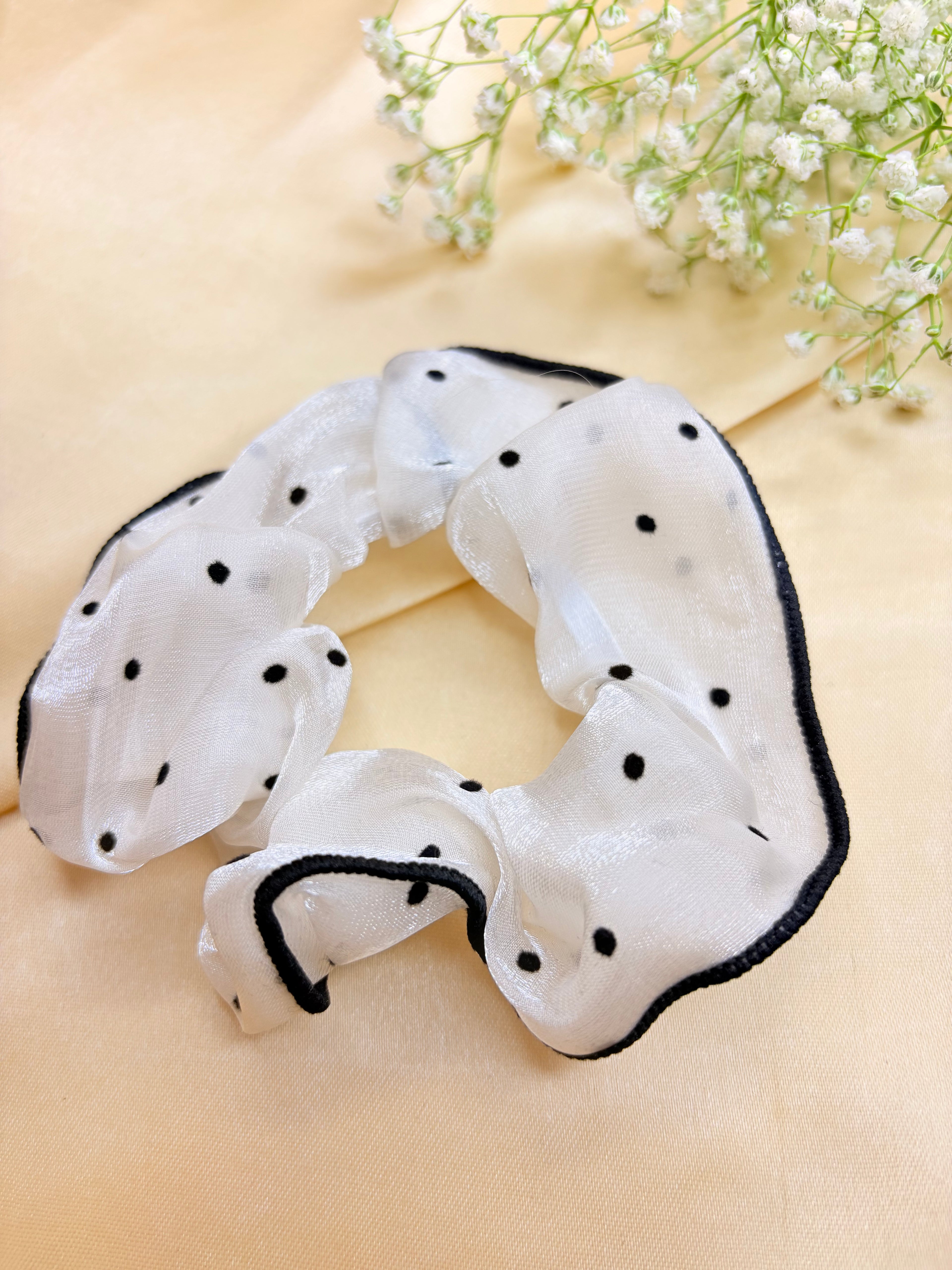 Nylon White Scrunchies