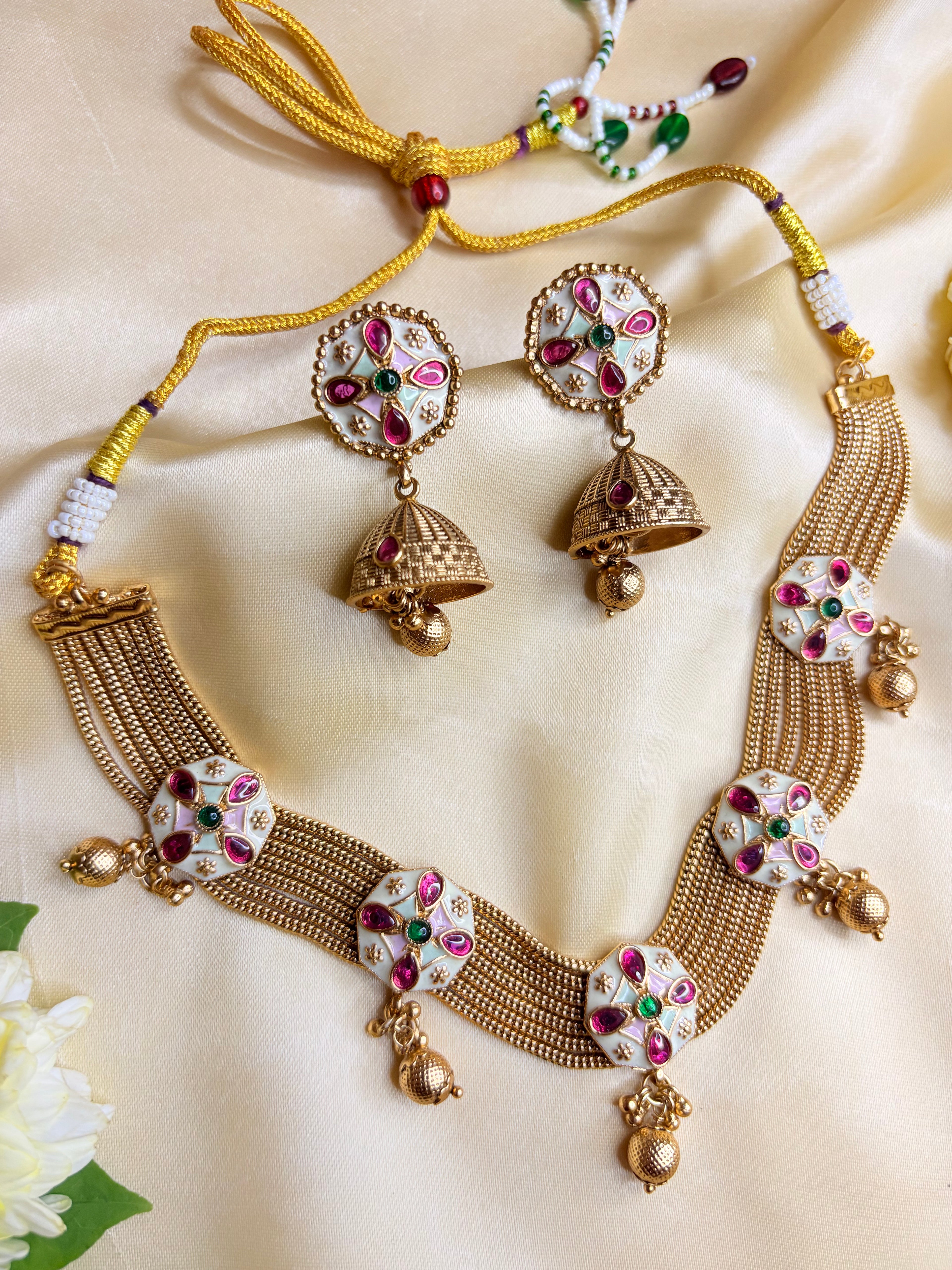 Traditional Indian Enamel Work Choker Set