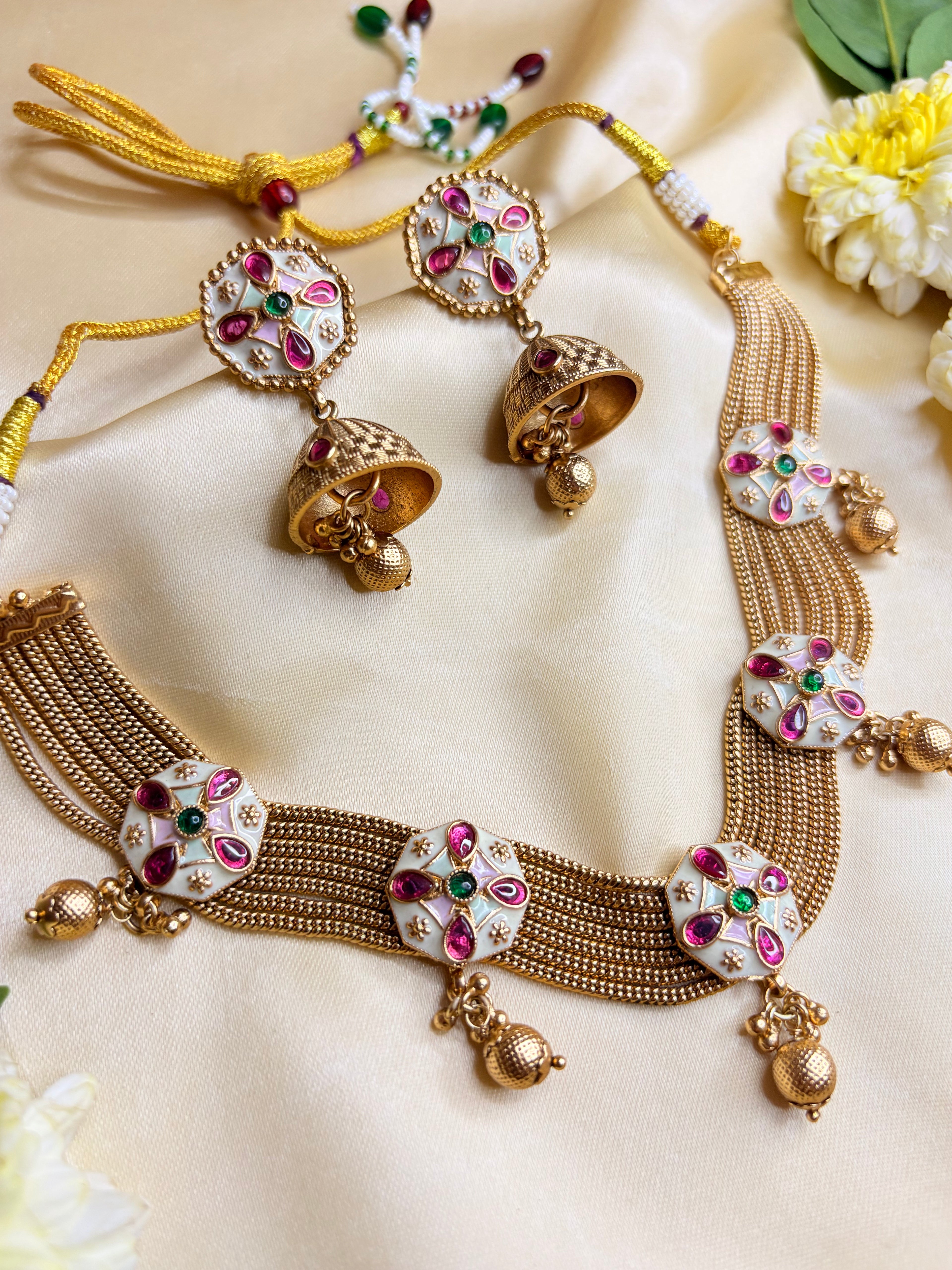 Traditional Indian Enamel Work Choker Set