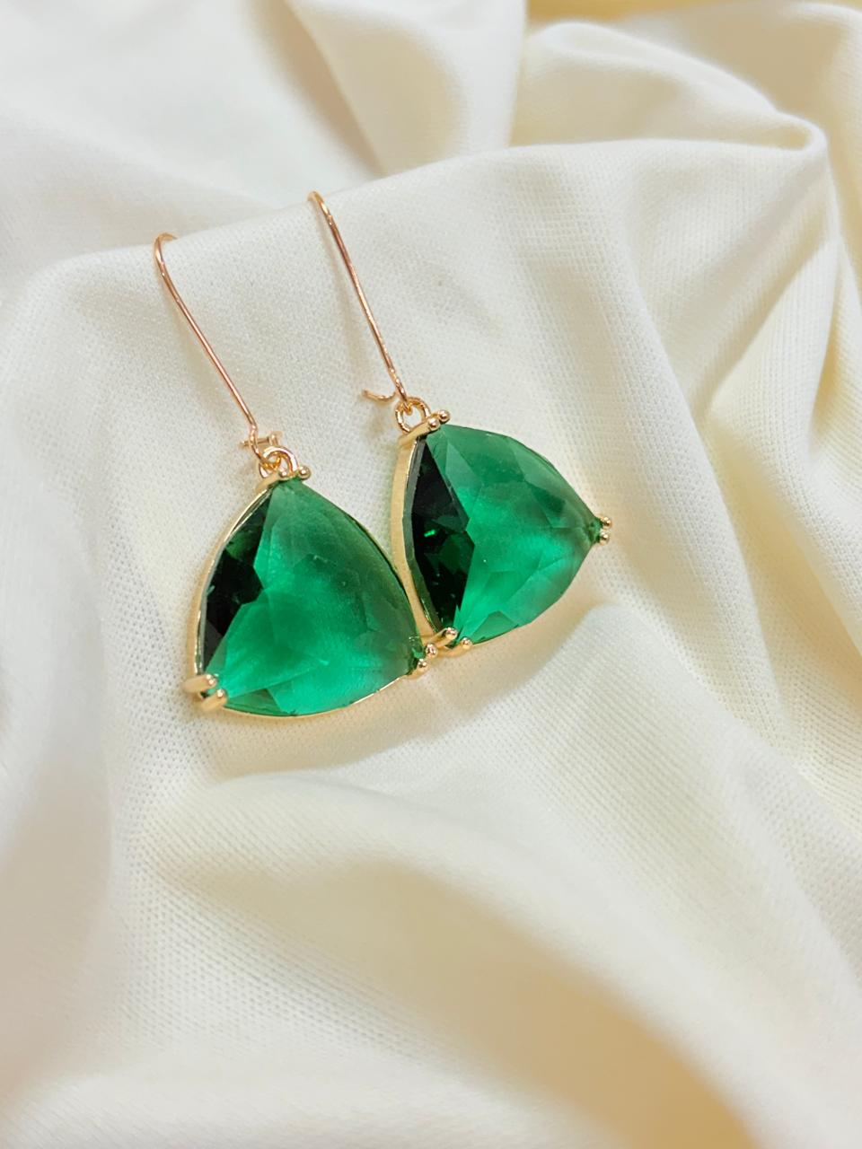 Deep Green Dangle Earrings - Bloom