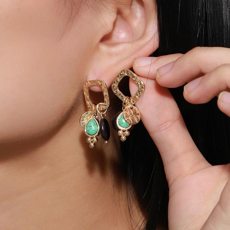 Gold Drop Charms Earrings - Bloom