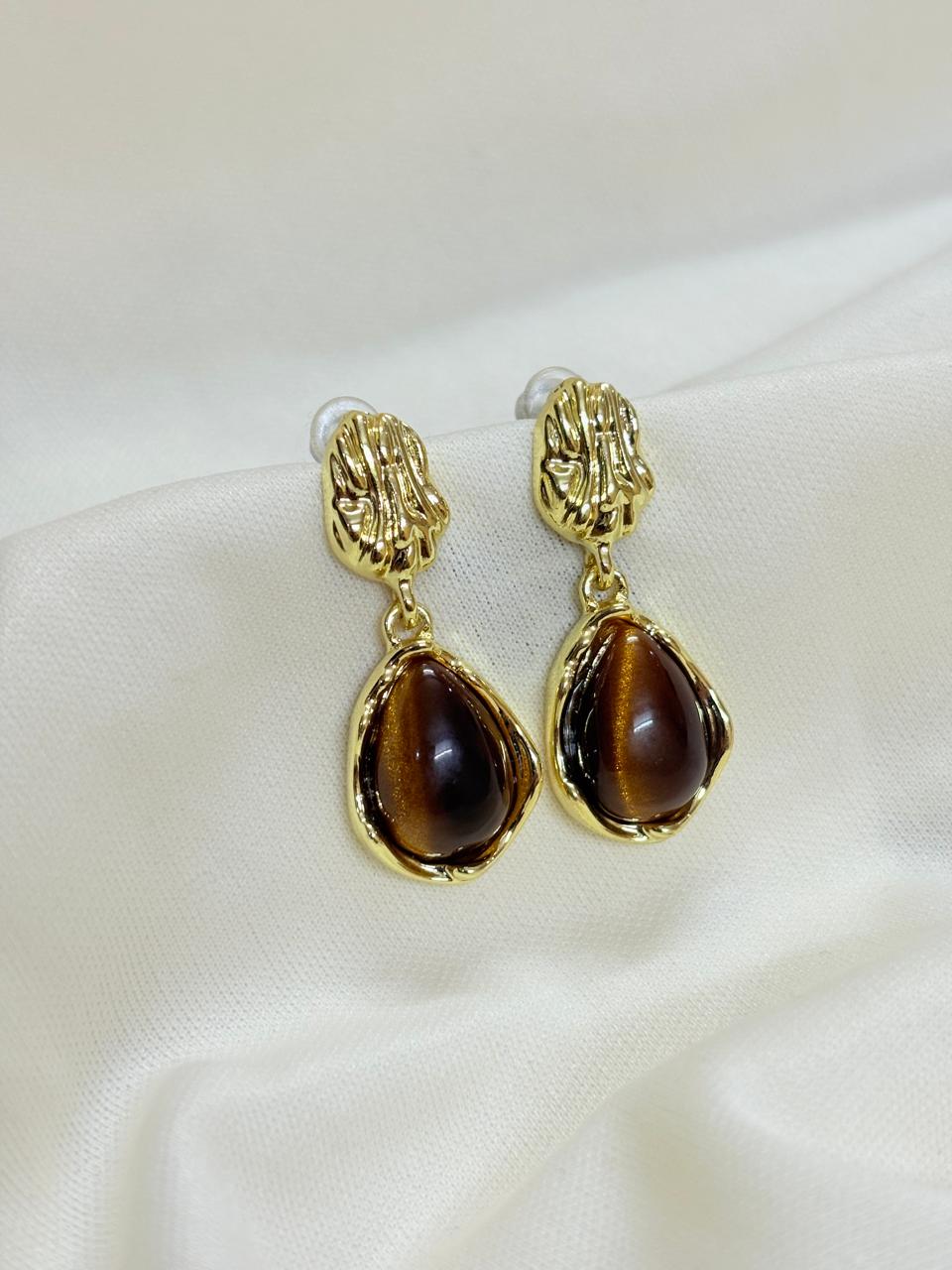 Gold Plated Amber Glow Earrings - Bloom