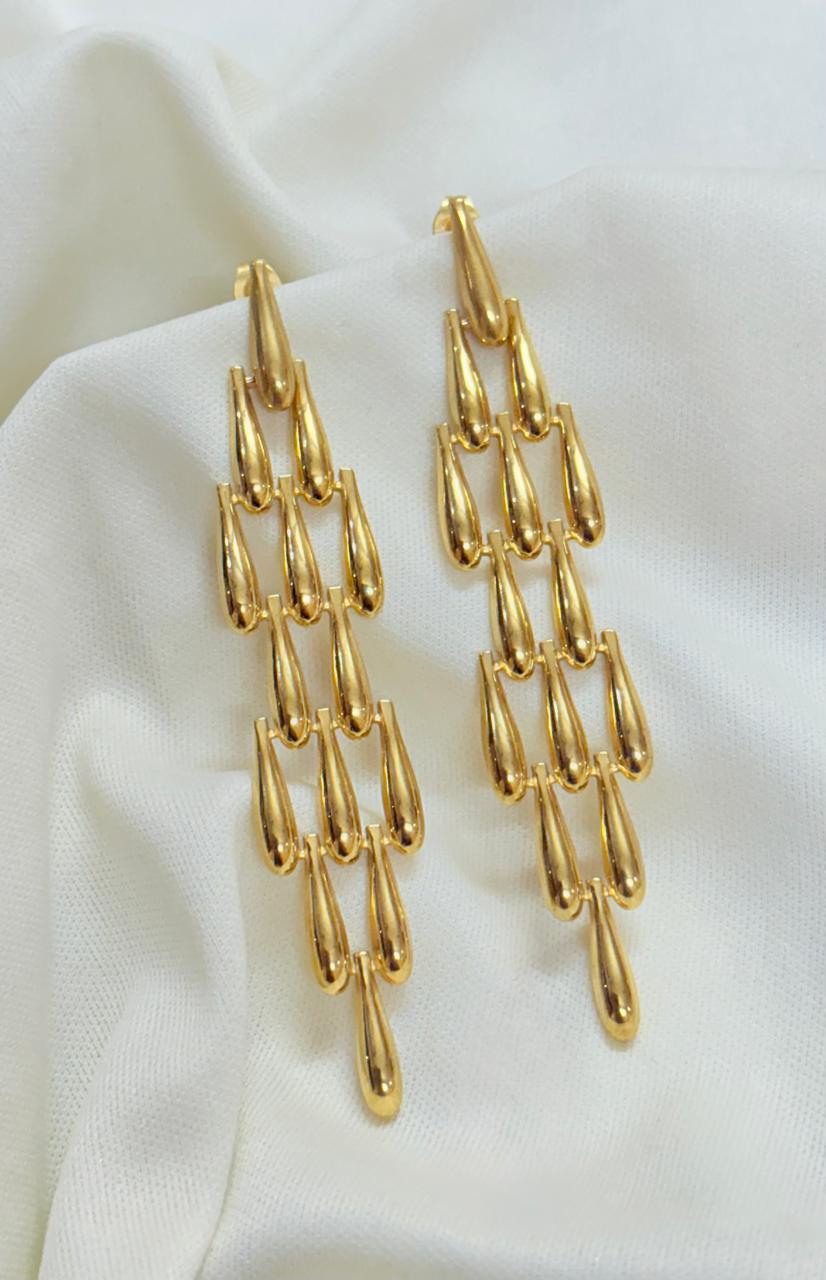 Gold Plated Drape Drop Earrings - Bloom