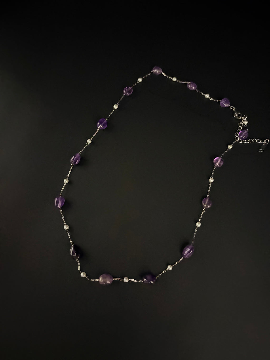 Amethyst Pearl Chain Necklace