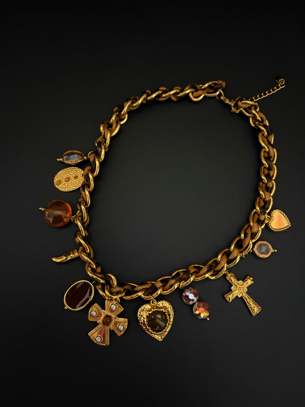 Baroque Cross Charm Necklace