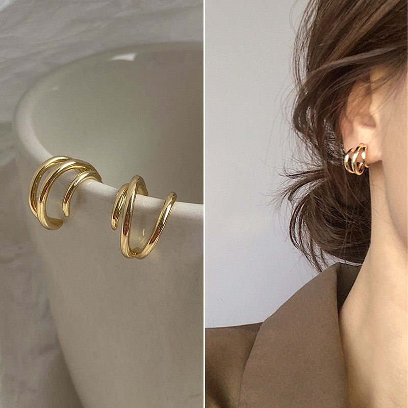 Gold Plated Twist Hoops Earrings - Bloom
