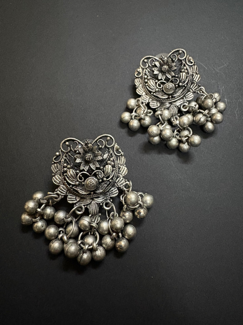 Floral Ghungroo Choker Necklace Set with Earrings