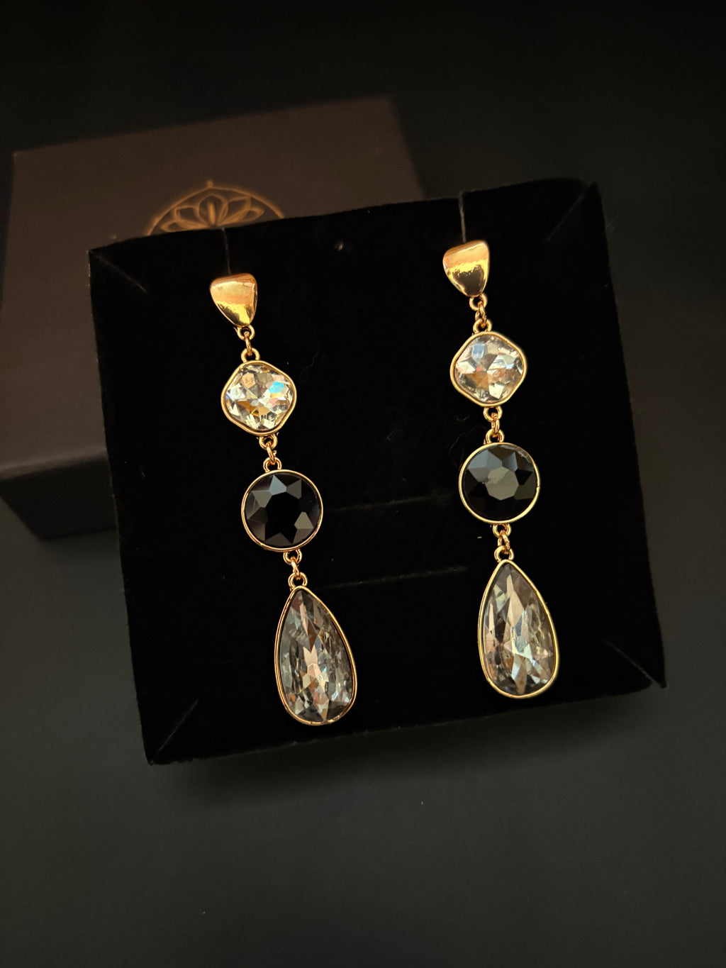 Midnight Elegance Crystal Drop Earrings