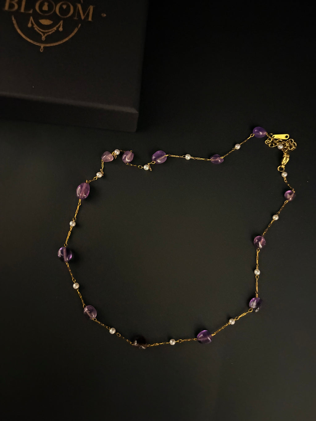 Amethyst Pearl Chain Necklace