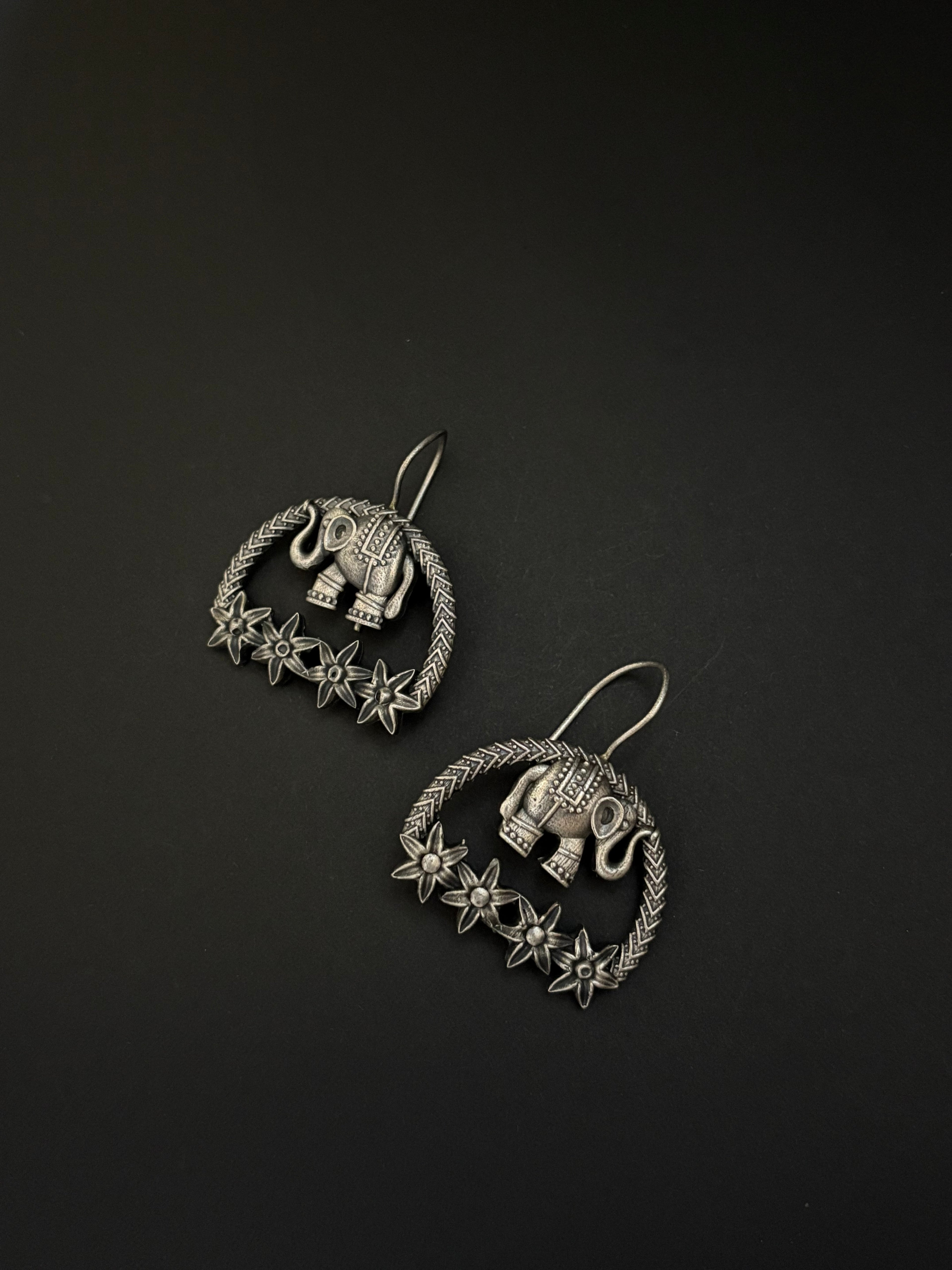 Cute Silver Elephant Motif Earrings