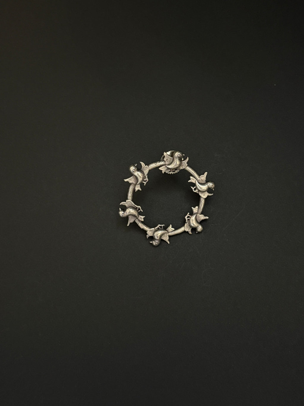 Silver Bell Bird Hoop Earrings