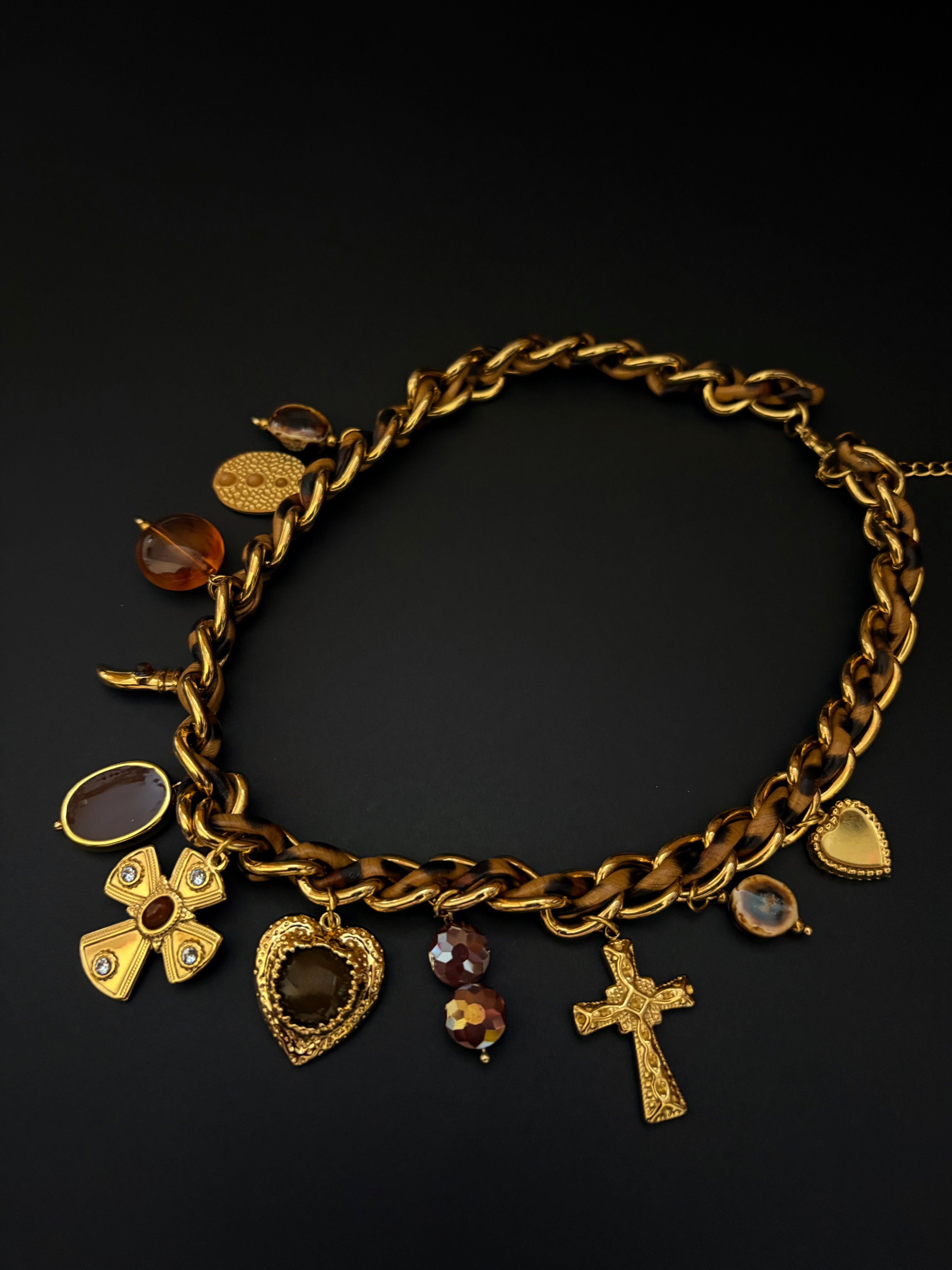 Baroque Cross Charm Necklace