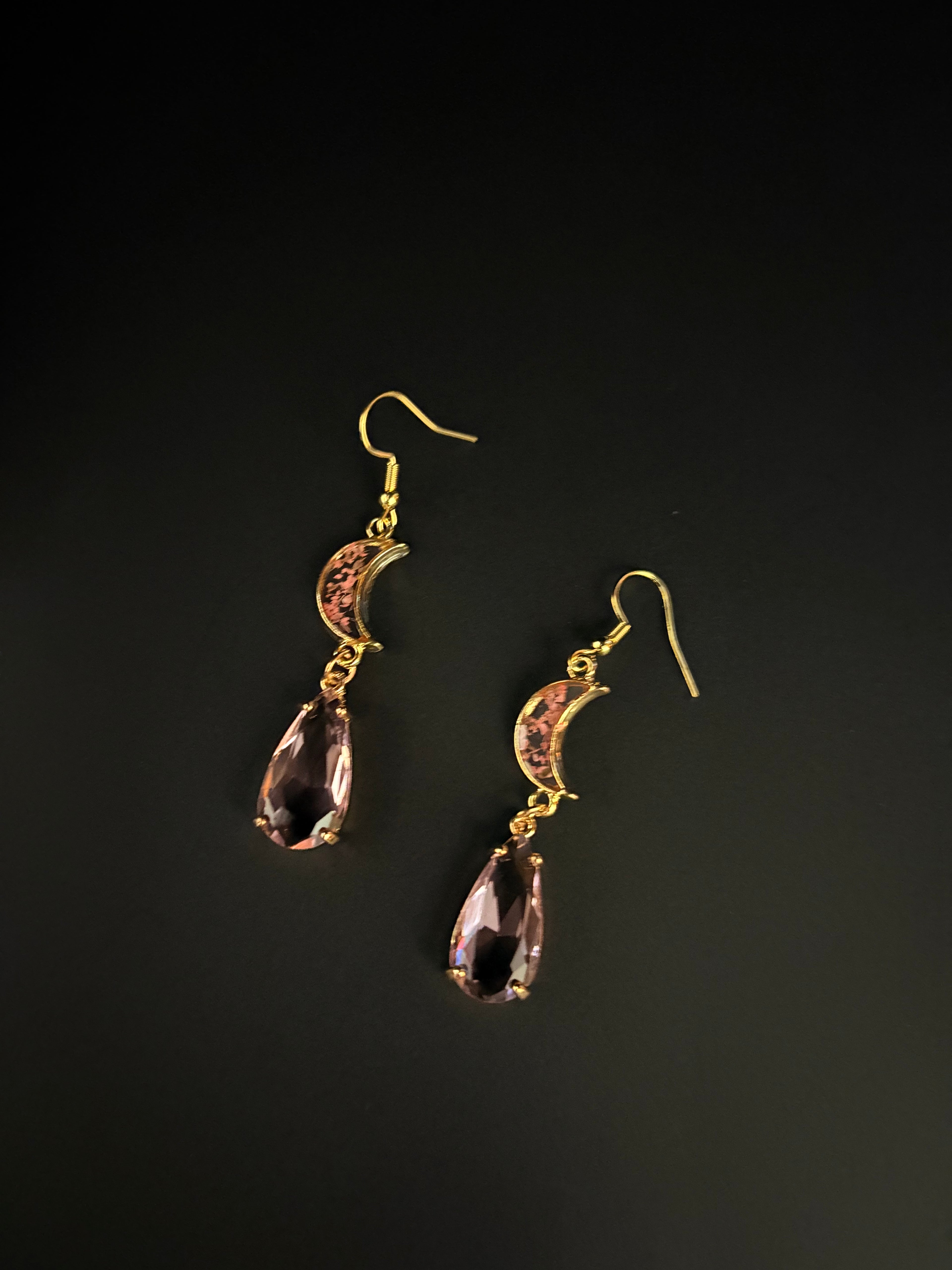 Blush Crescent Gold Earrings