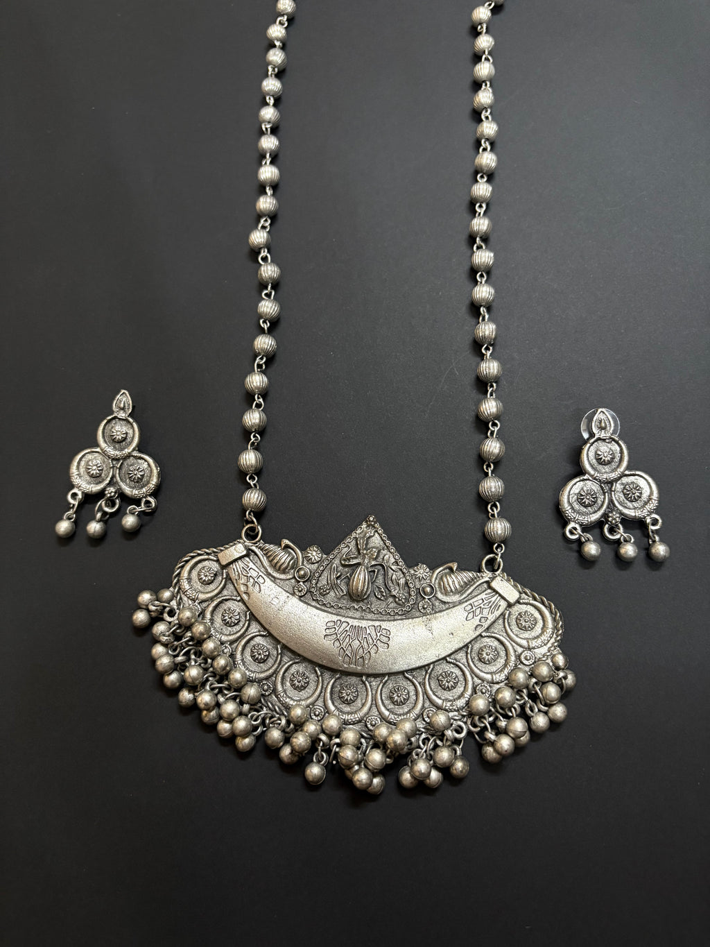 Mystic Tribal Pendant Necklace with Earrings