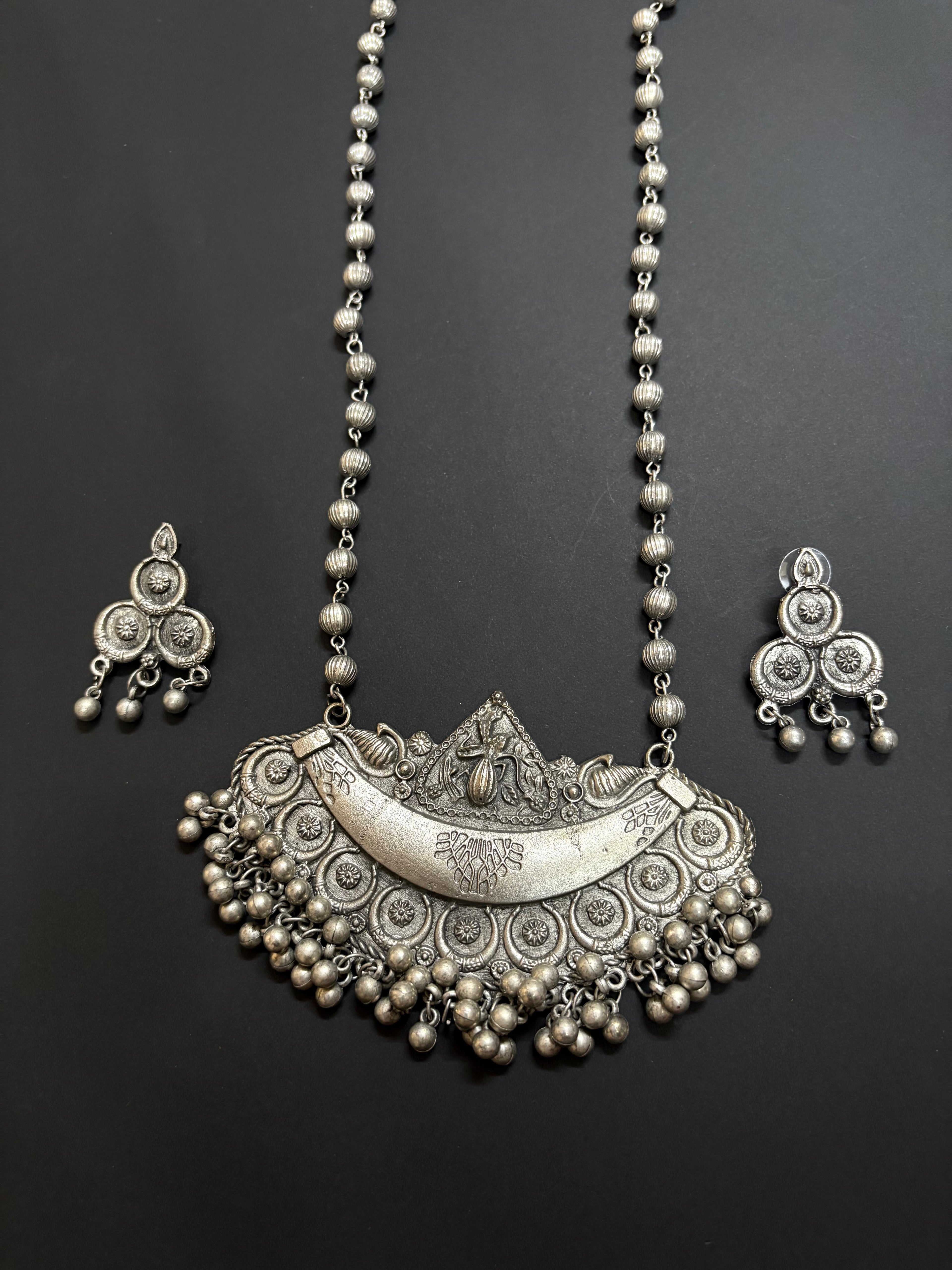 Mystic Tribal Pendant Necklace with Earrings