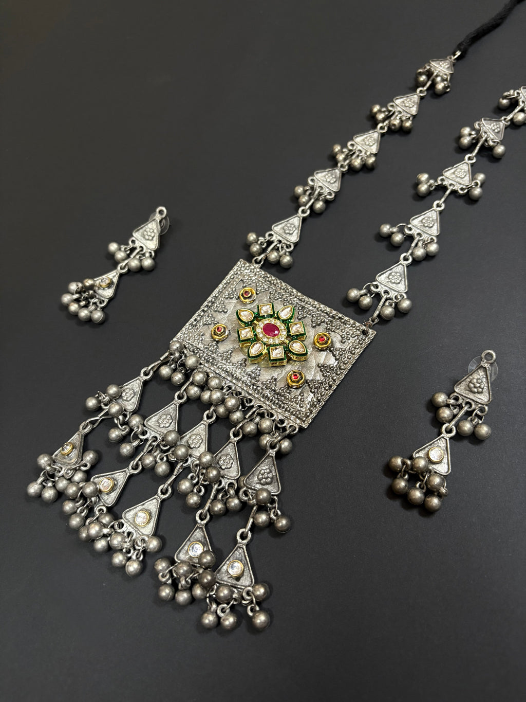 Ghungroo Whispers Long Necklace with Earrings