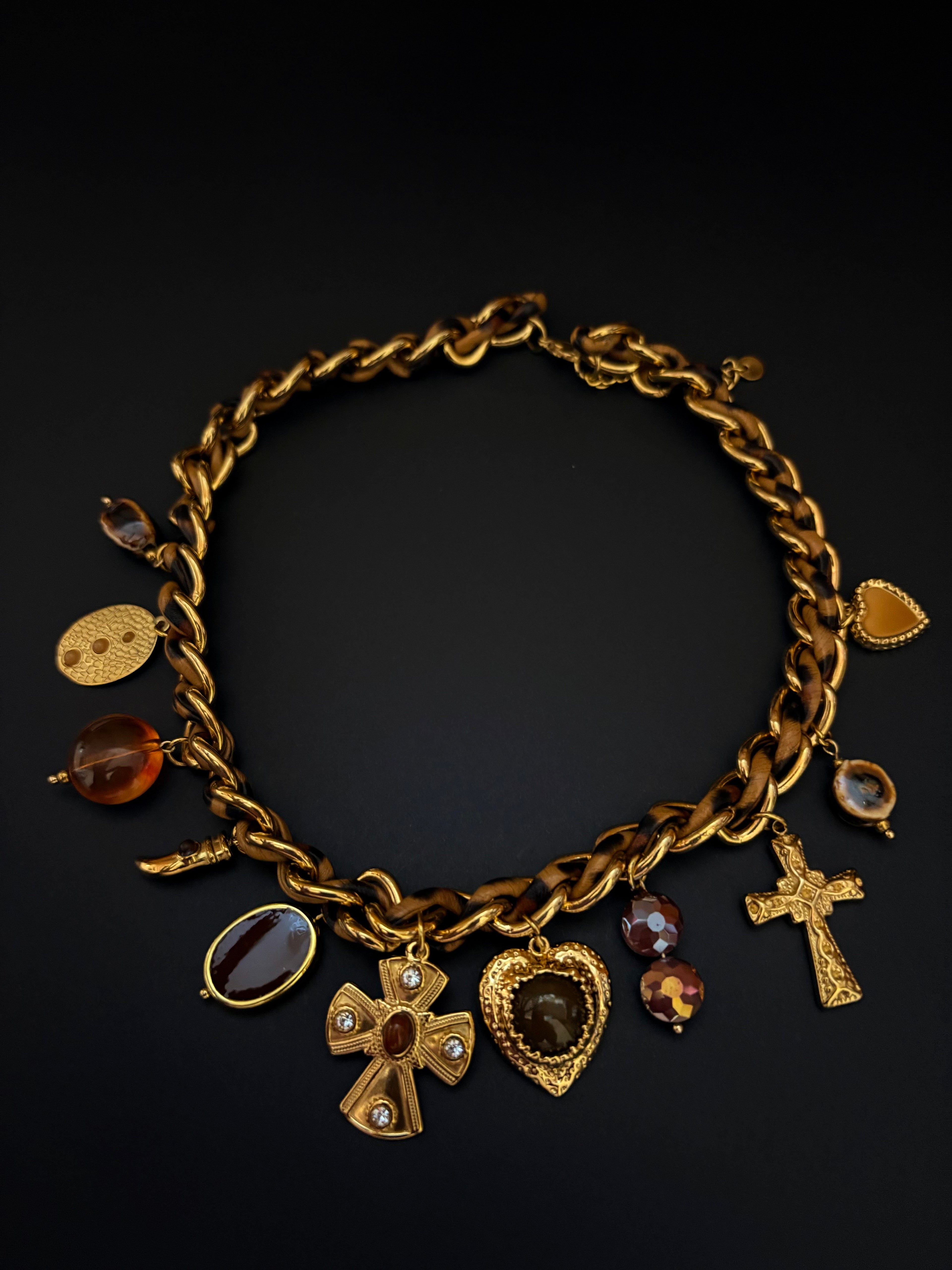 Baroque Cross Charm Necklace