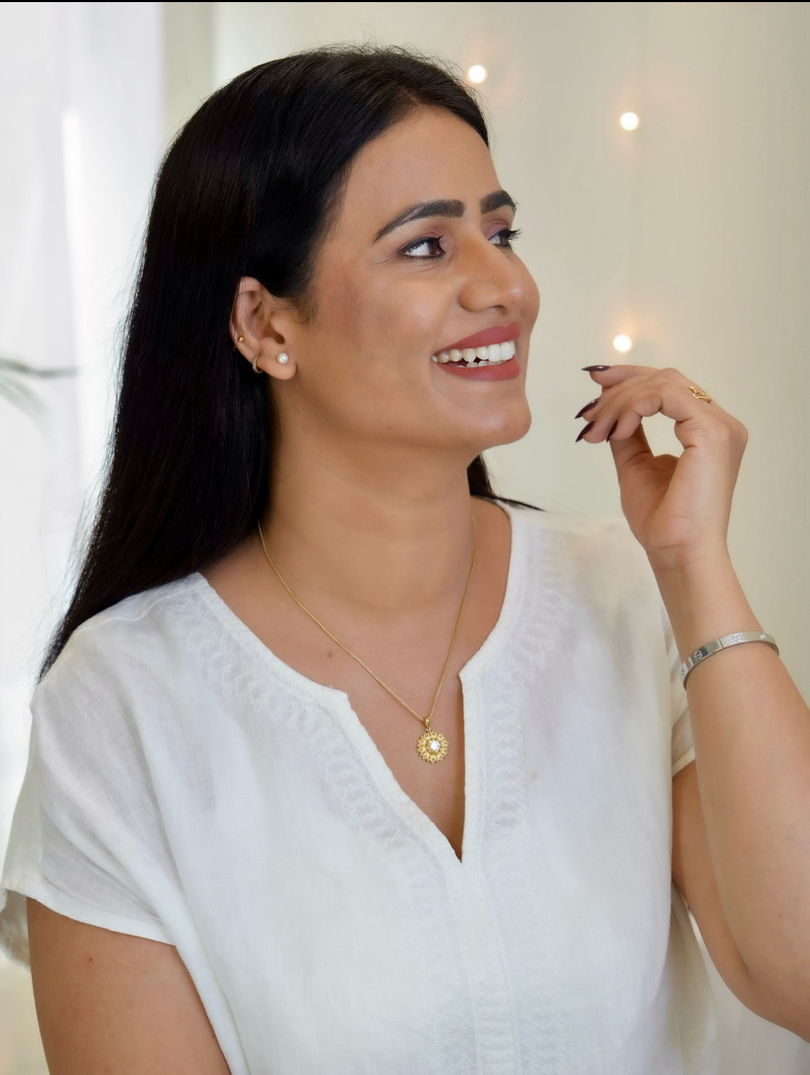 Golden Sunflower Pendant Necklace