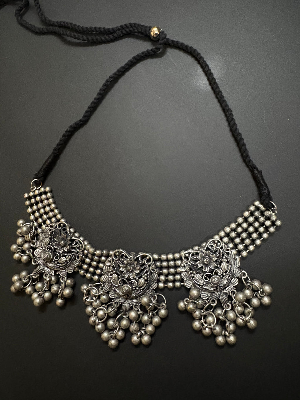 Floral Ghungroo Choker Necklace Set with Earrings