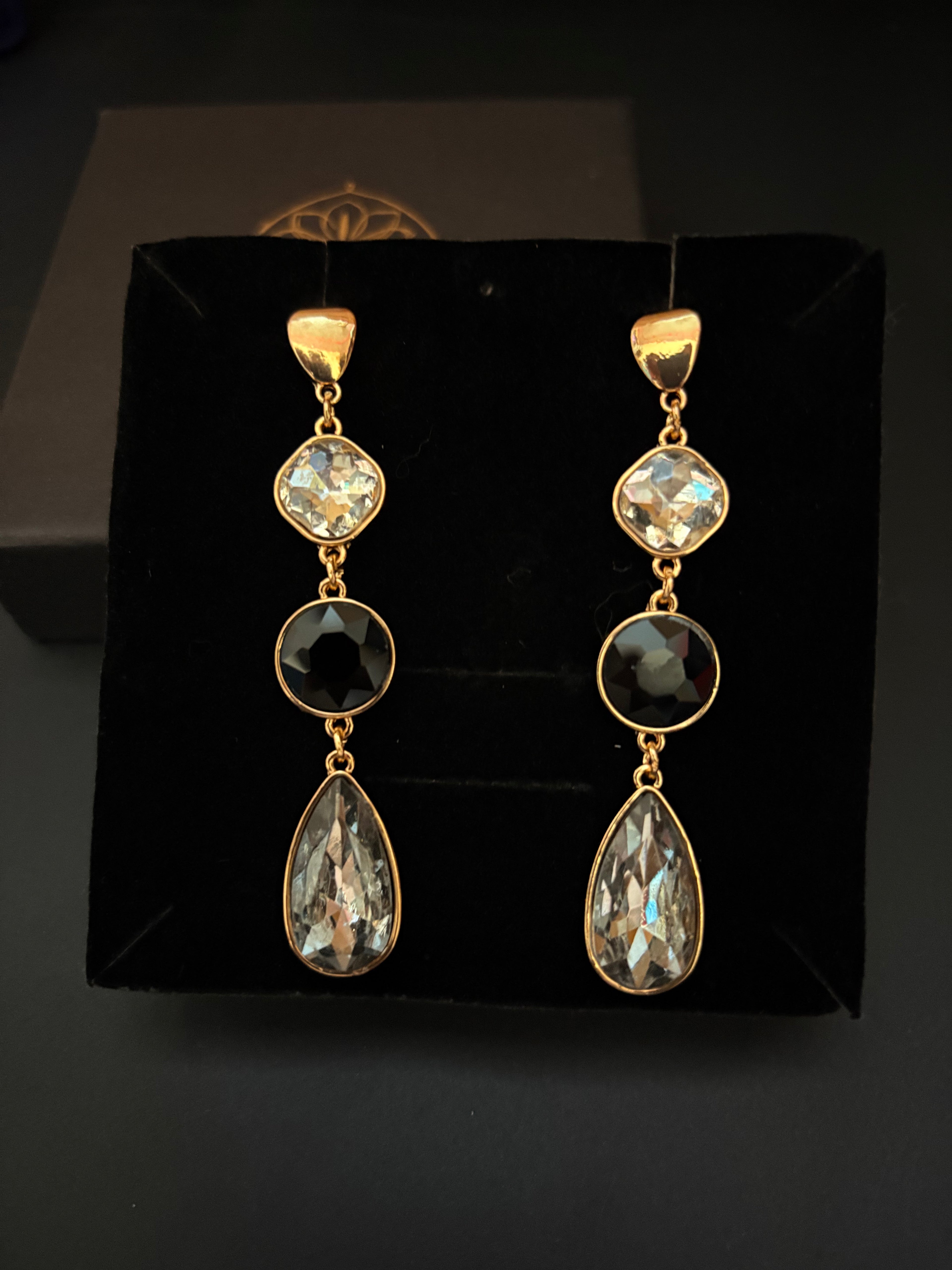 Midnight Elegance Crystal Drop Earrings