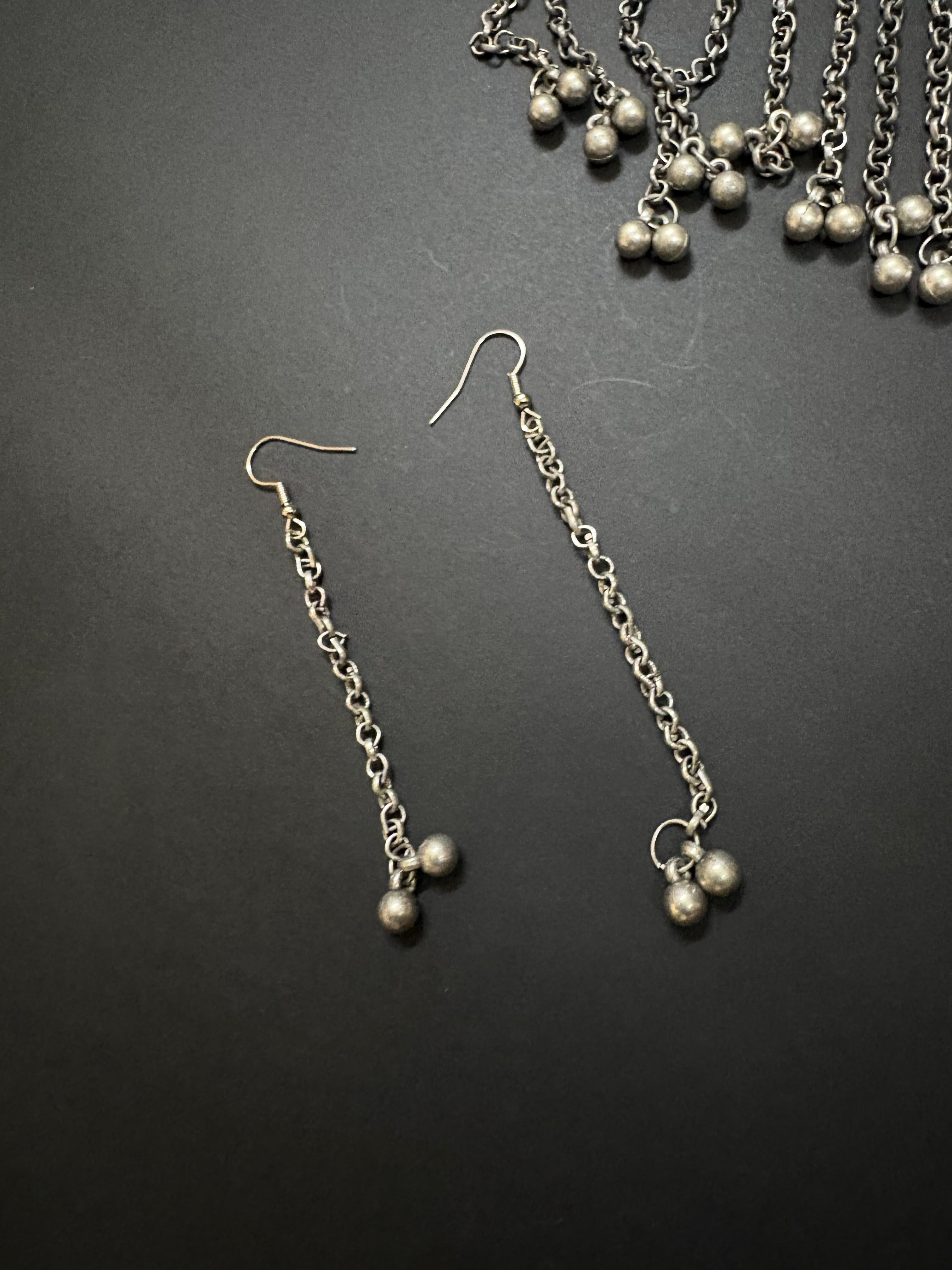 Boho Style Ring Choker with Dangler Earring