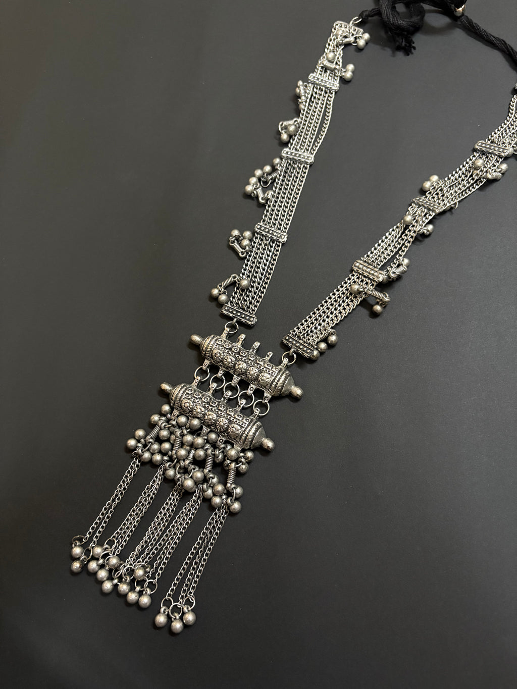 Oxidized Long Ghungroo Statement Necklace