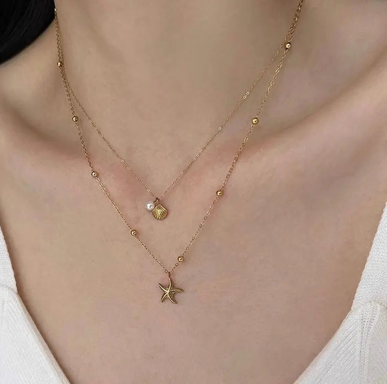 Starry Shell Gold Plated  Necklace - Bloom