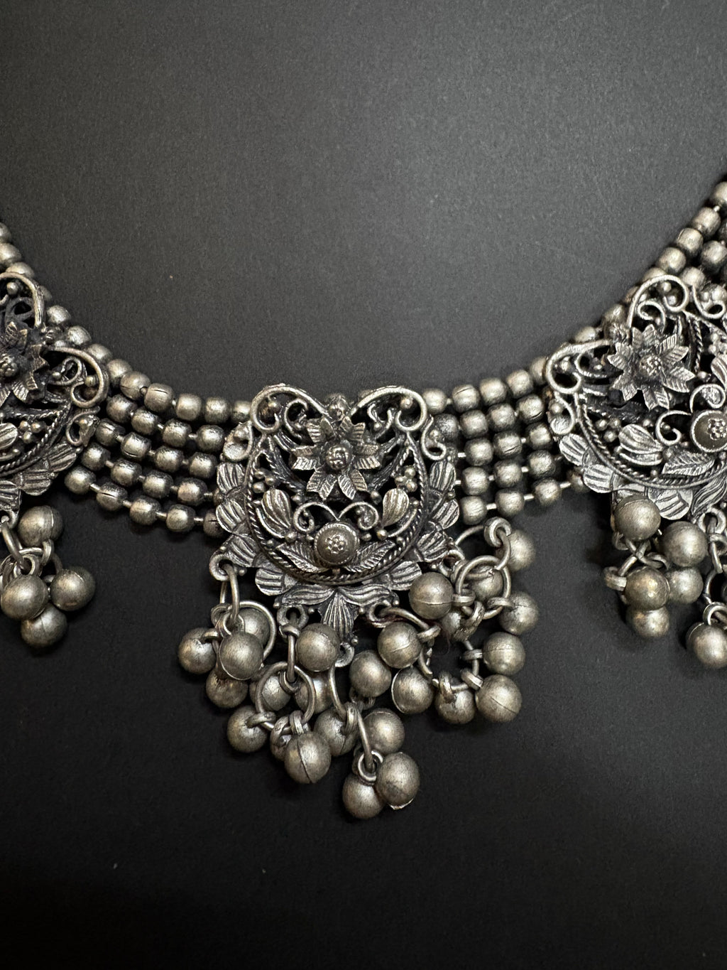 Floral Ghungroo Choker Necklace Set with Earrings