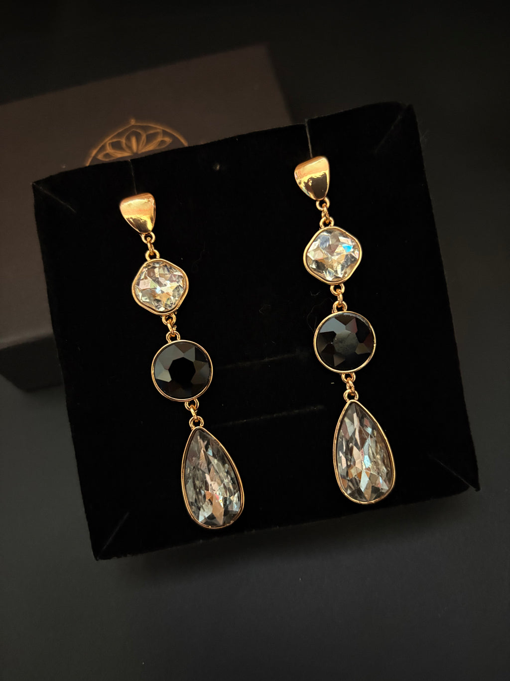 Midnight Elegance Crystal Drop Earrings