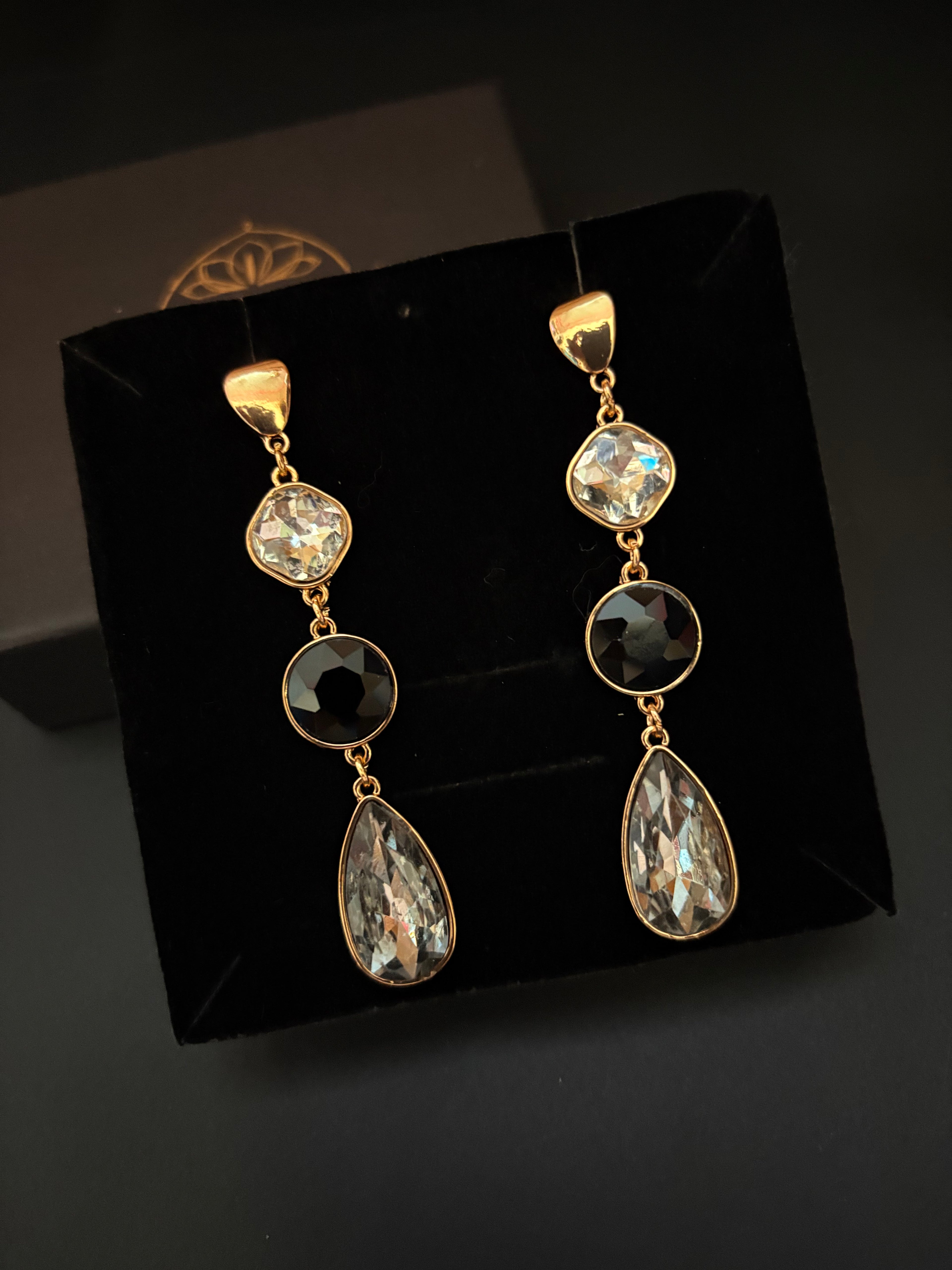 Midnight Elegance Crystal Drop Earrings